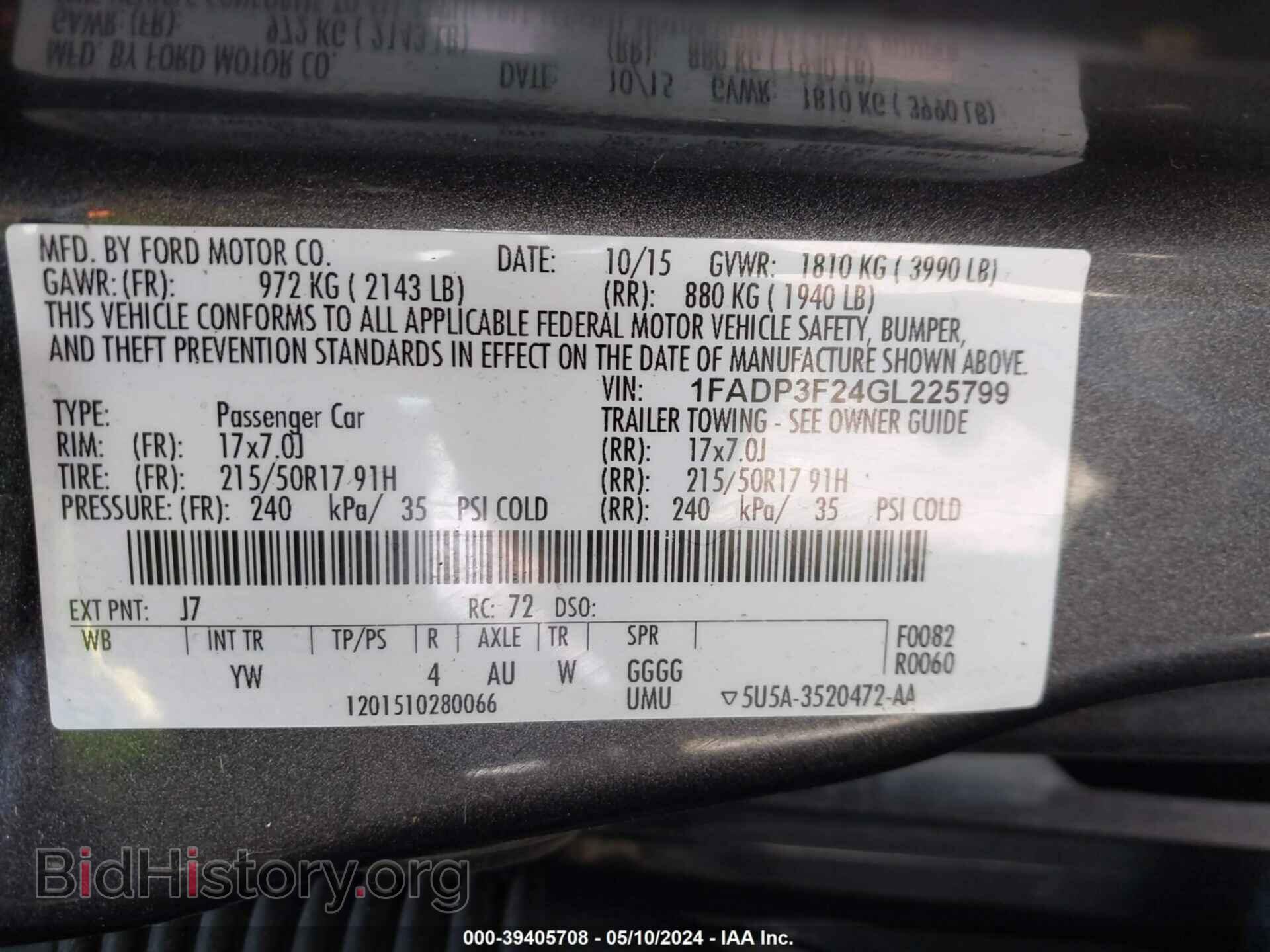 2016 FORD FOCUS - VIN: 1FADP3F24GL225799 - Фото 9
