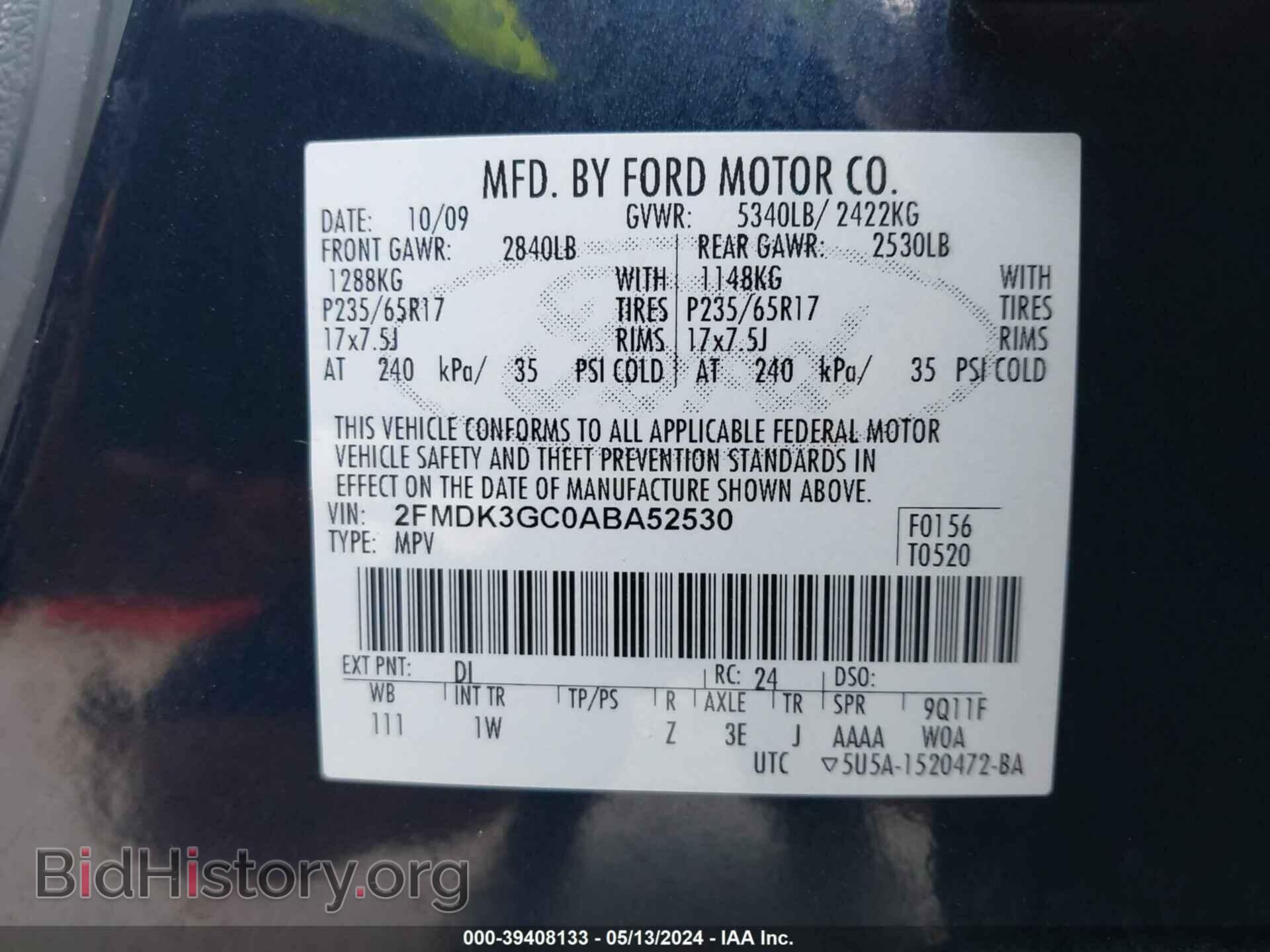 2010 FORD EDGE - VIN: 2FMDK3GC0ABA52530 - Photo 9