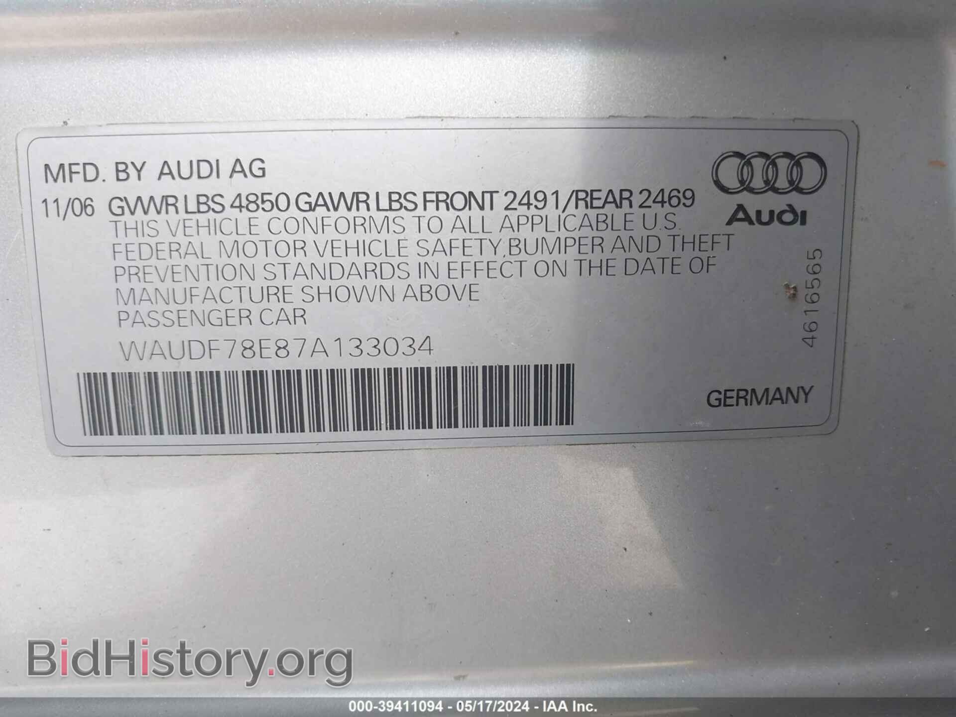 2007 AUDI A4 - VIN: WAUDF78E87A133034 - Photo 9