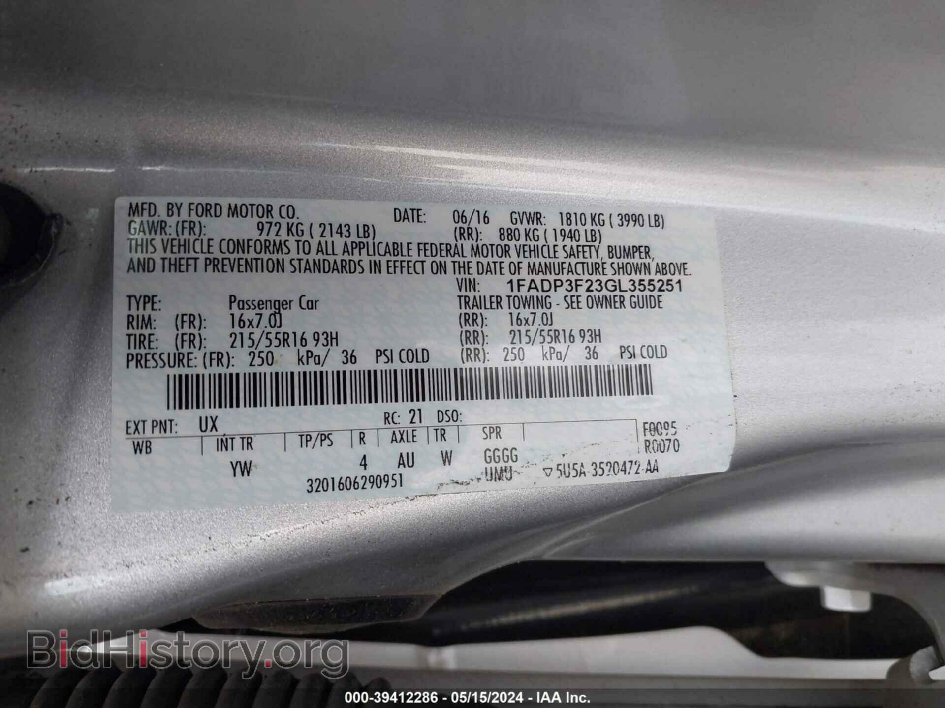 2016 FORD FOCUS - VIN: 1FADP3F23GL355251 - Фото 9