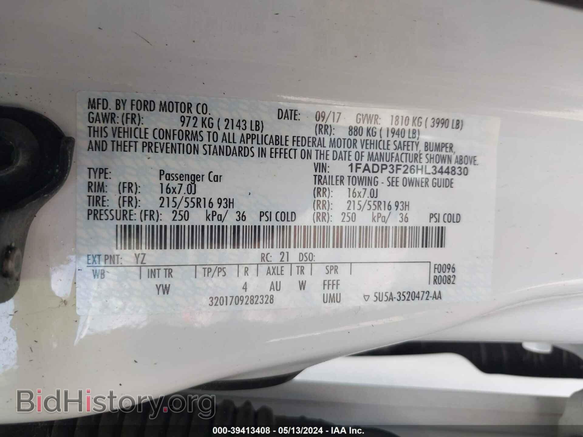 2017 FORD FOCUS - VIN: 1FADP3F26HL344830 - Фото 9