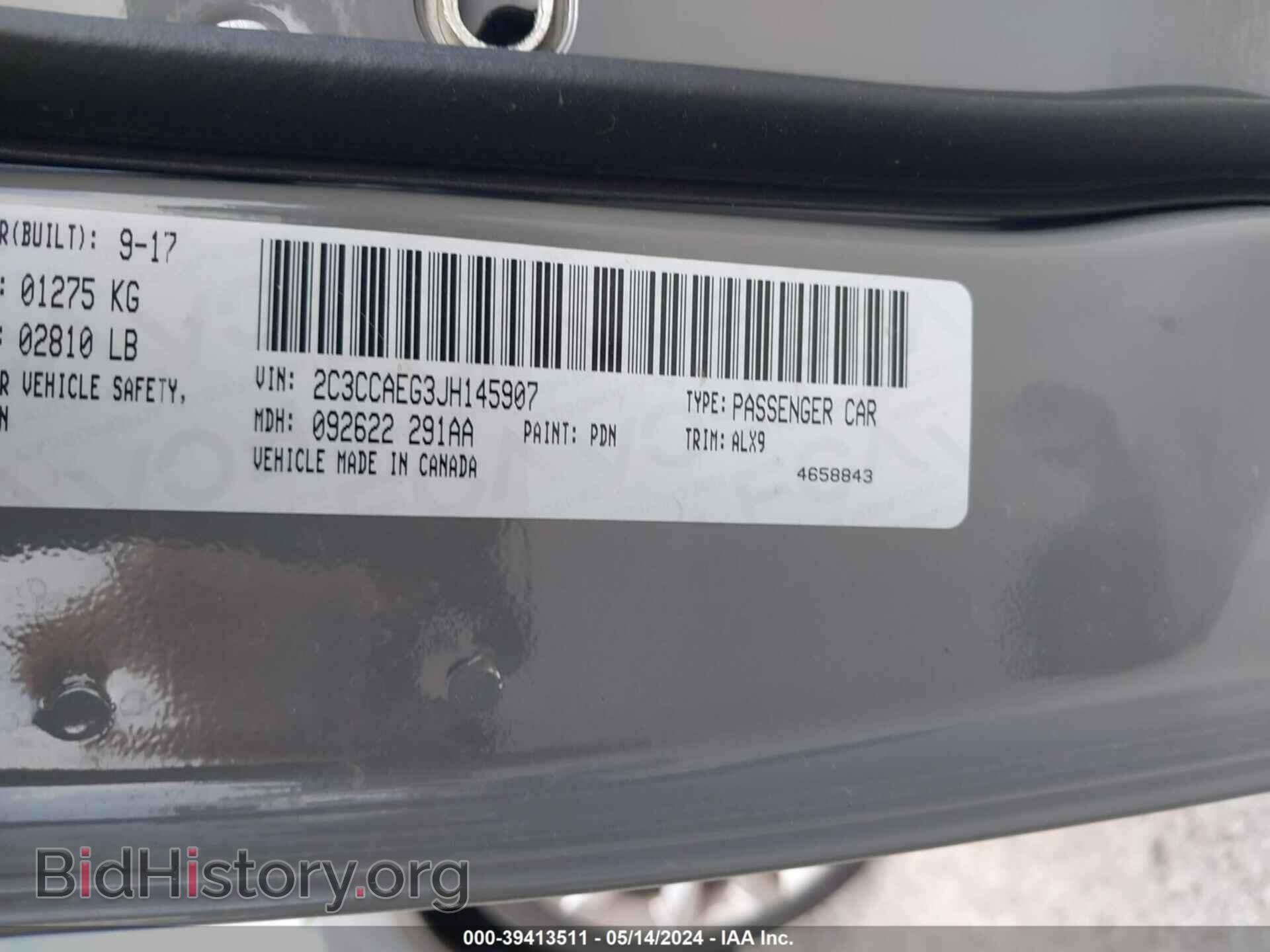 2018 CHRYSLER 300 - VIN: 2C3CCAEG3JH145907 - Фото 9
