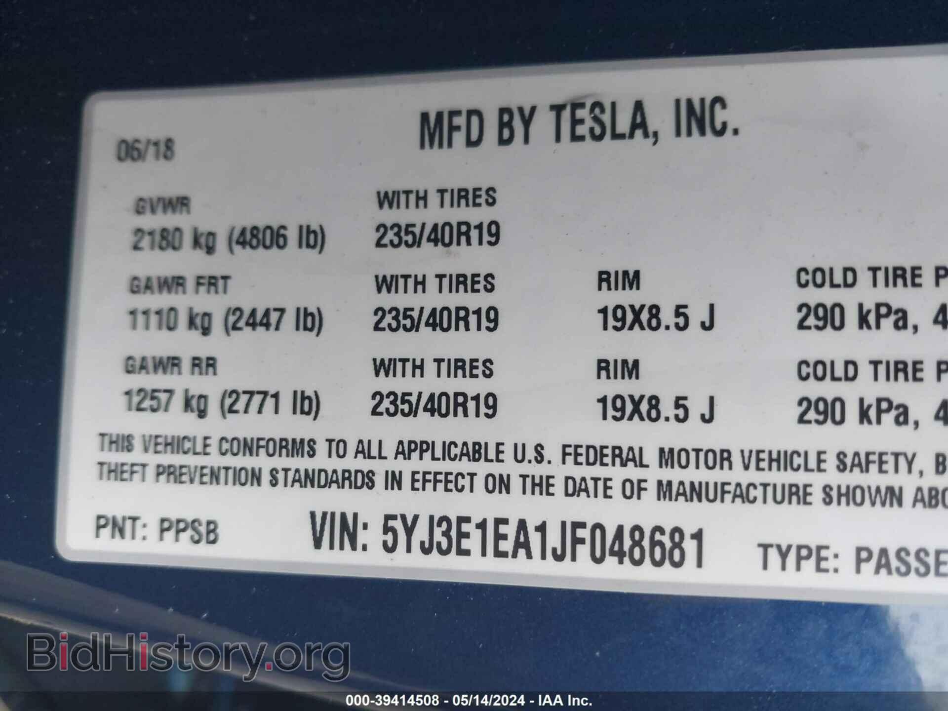 2018 TESLA MODEL 3 - VIN: 5YJ3E1EA1JF048681 - Фото 9