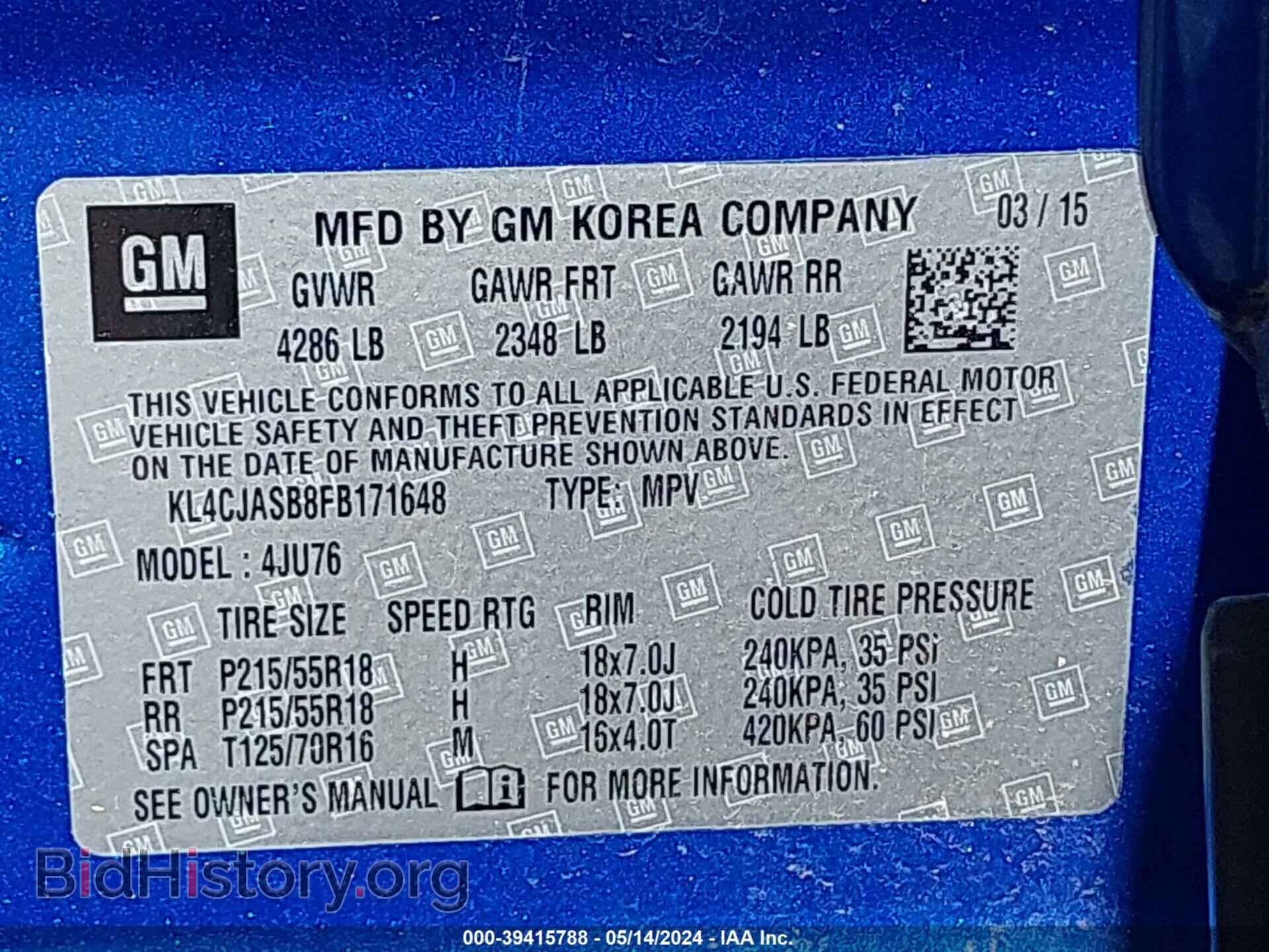2015 BUICK ENCORE - VIN: KL4CJASB8FB171648 - Фото 9