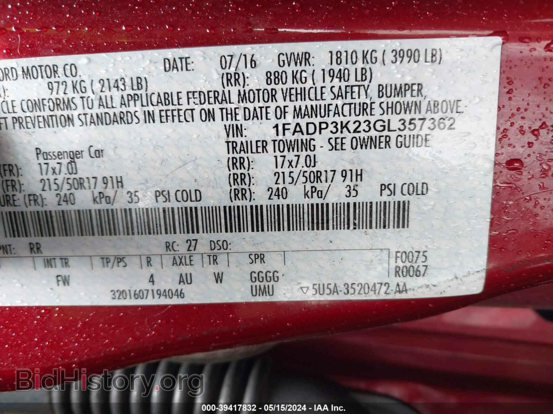 2016 FORD FOCUS - VIN: 1FADP3K23GL357362 - Фото 9