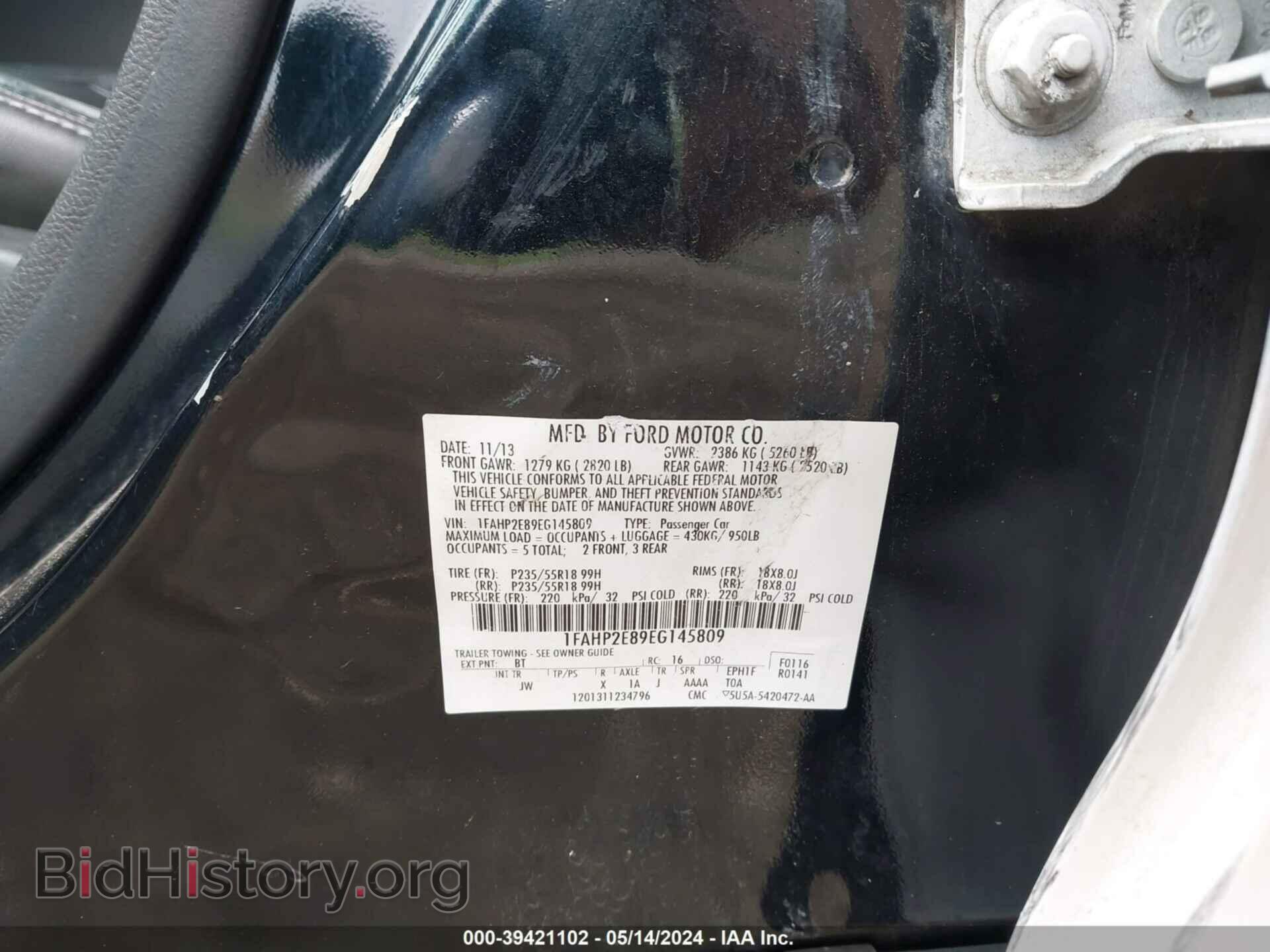 2014 FORD TAURUS - VIN: 1FAHP2E89EG145809 - Фото 9