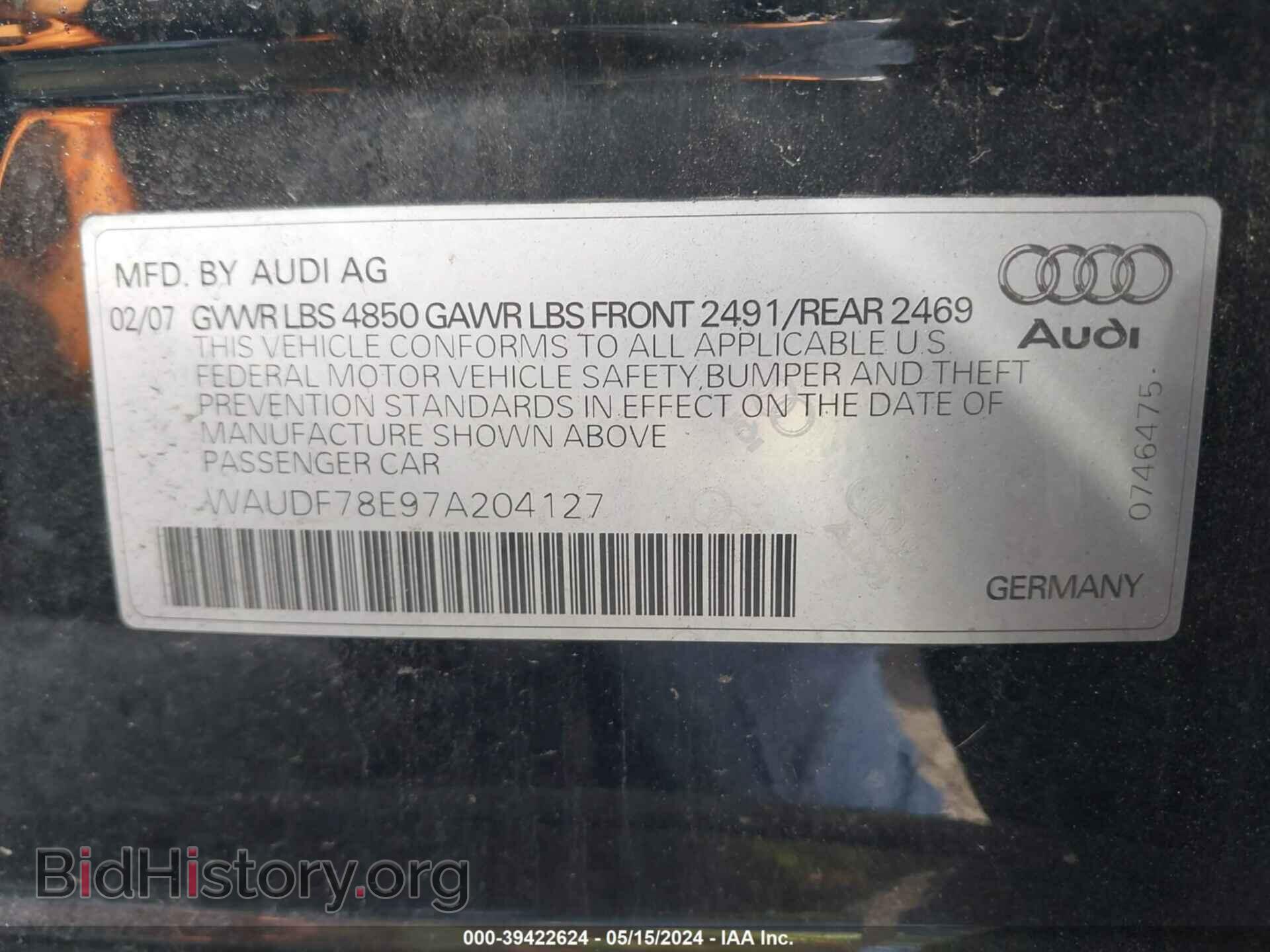 2007 AUDI A4 - VIN: WAUDF78E97A204127 - Photo 9