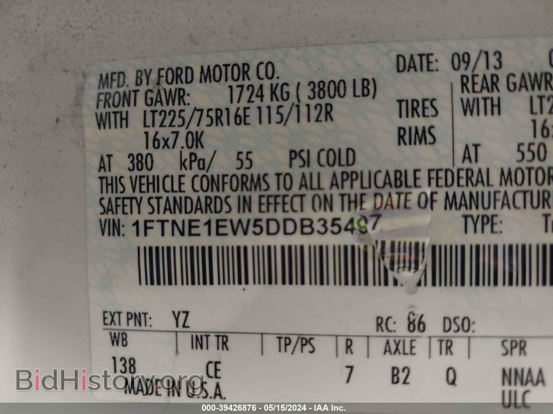 2013 FORD E-150 - VIN: 1FTNE1EW5DDB35497 - Фото 9