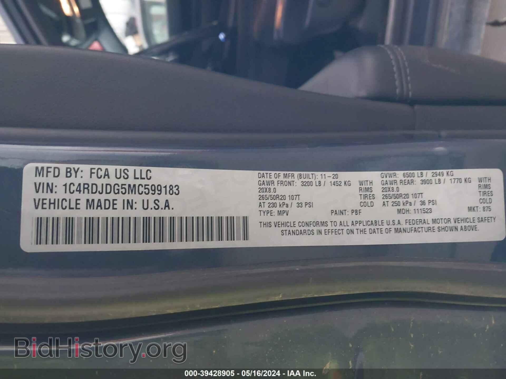 2021 DODGE DURANGO - VIN: 1C4RDJDG5MC599183 - Photo 9