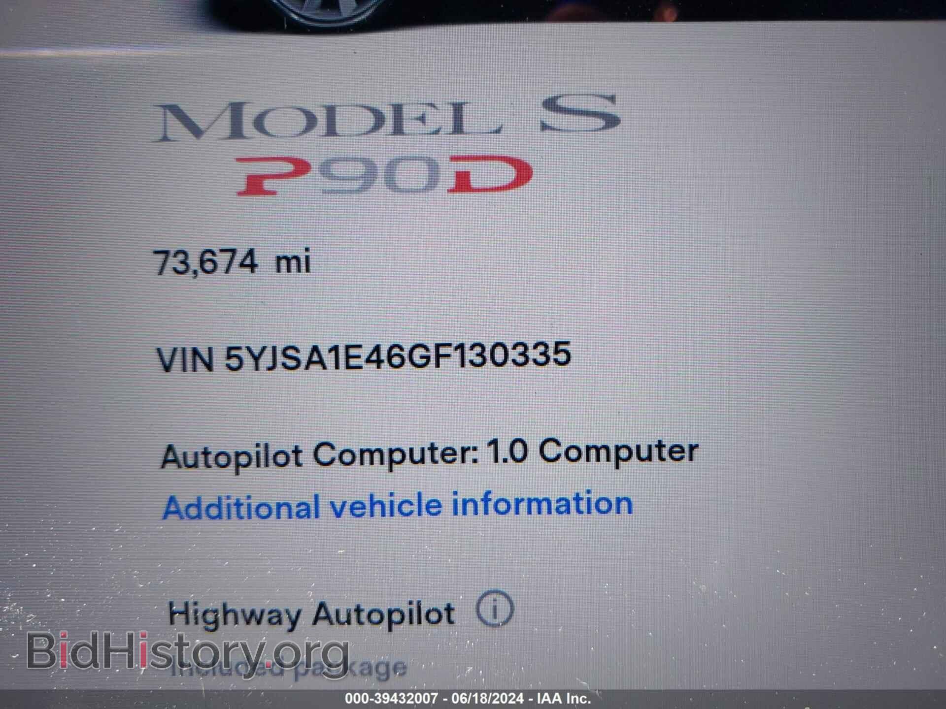 2016 TESLA MODEL S - VIN: 5YJSA1E46GF130335 - Фото 7
