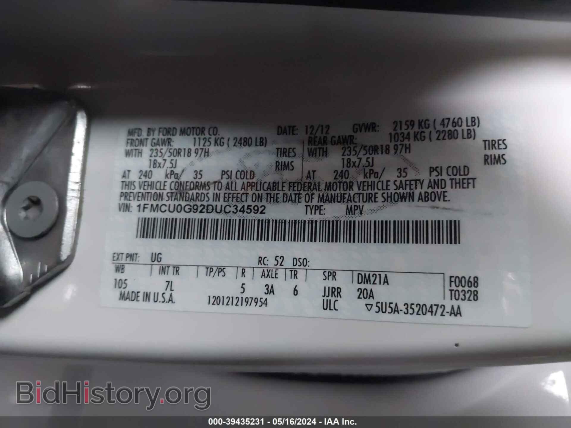 2013 FORD ESCAPE - VIN: 1FMCU0G92DUC34592 - Photo 9