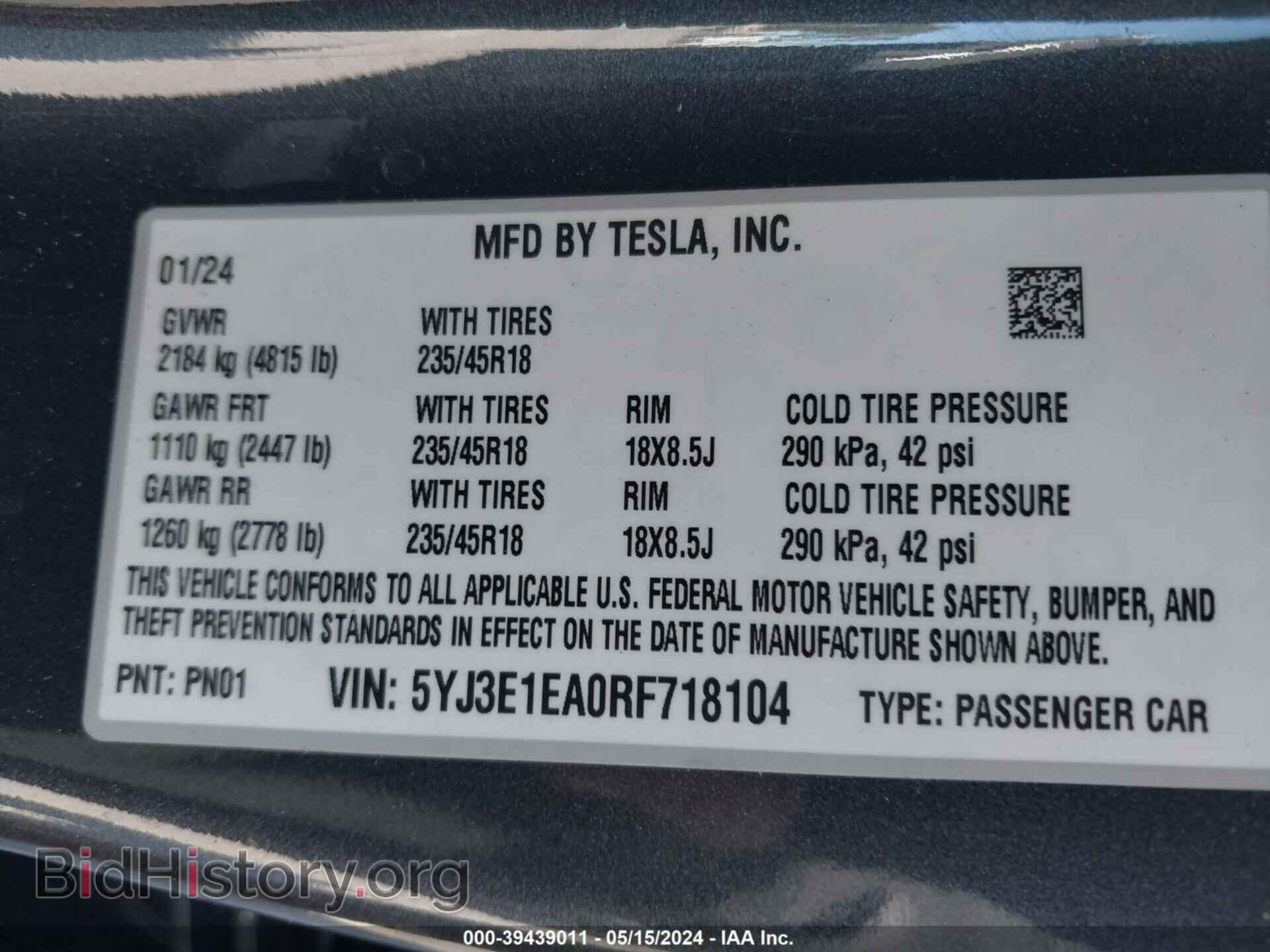 2024 TESLA MODEL 3 - VIN: 5YJ3E1EA0RF718104 - Photo 9
