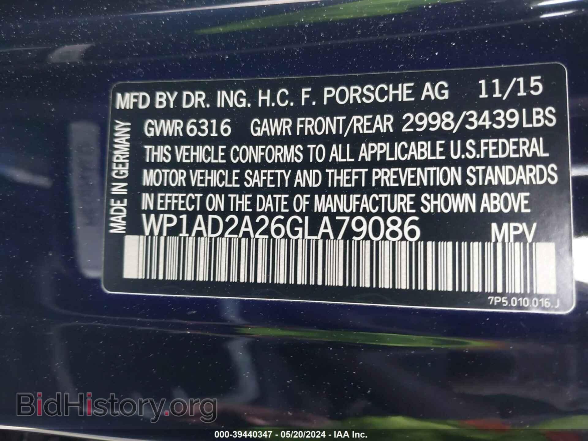 2016 PORSCHE CAYENNE - VIN: WP1AD2A26GLA79086 - Фото 9