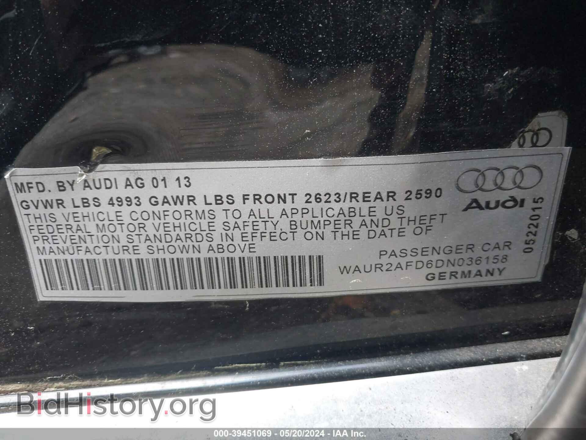 2013 AUDI A8 L - VIN: WAUR2AFD6DN036158 - Фото 9