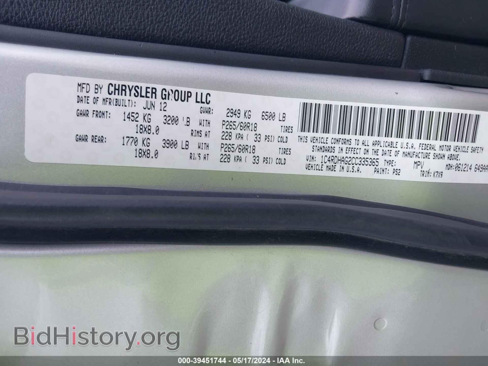 2012 DODGE DURANGO - VIN: 1C4RDHAG2CC335365 - Photo 9