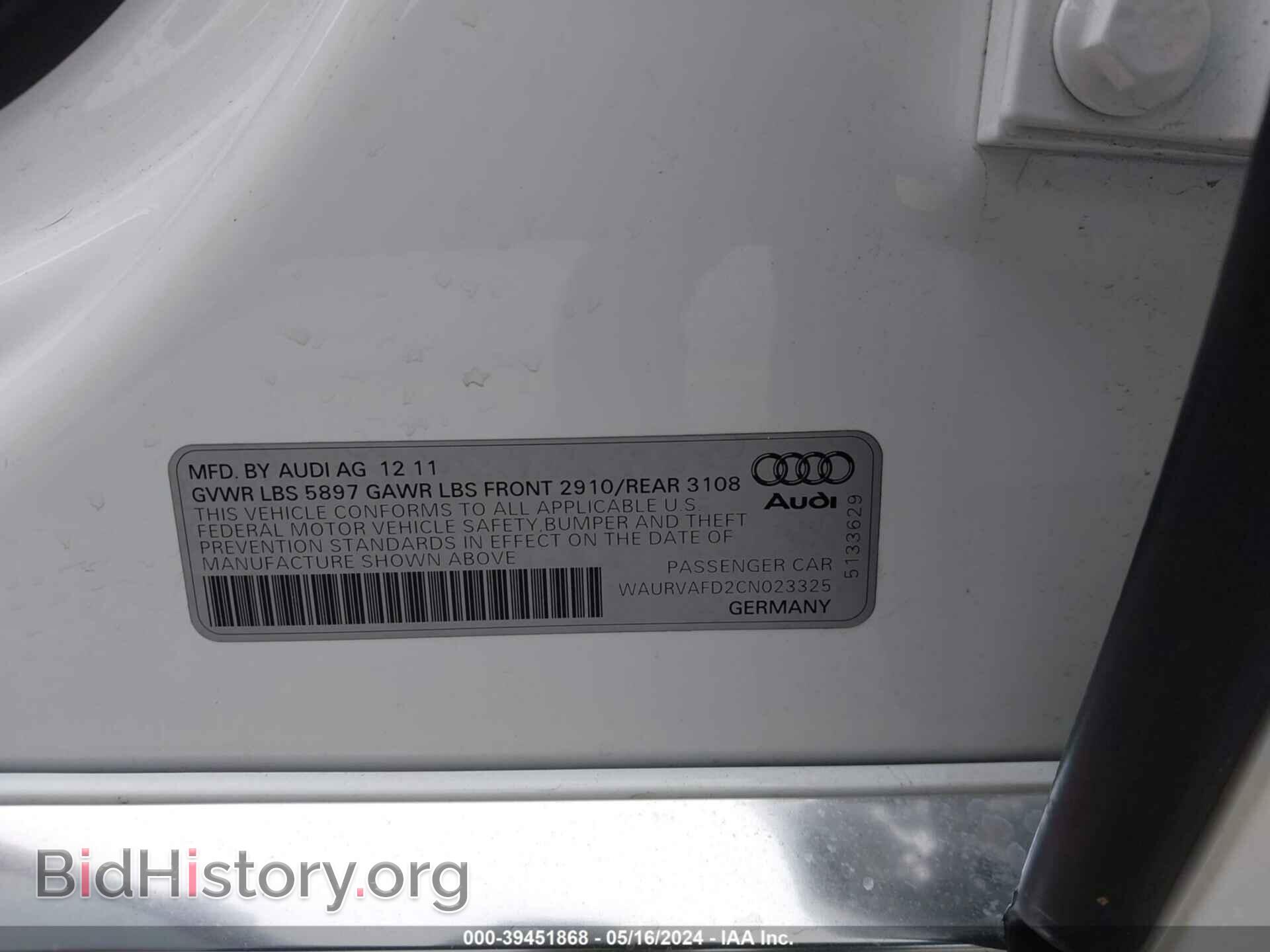 2012 AUDI A8 L - VIN: WAURVAFD2CN023325 - Фото 9