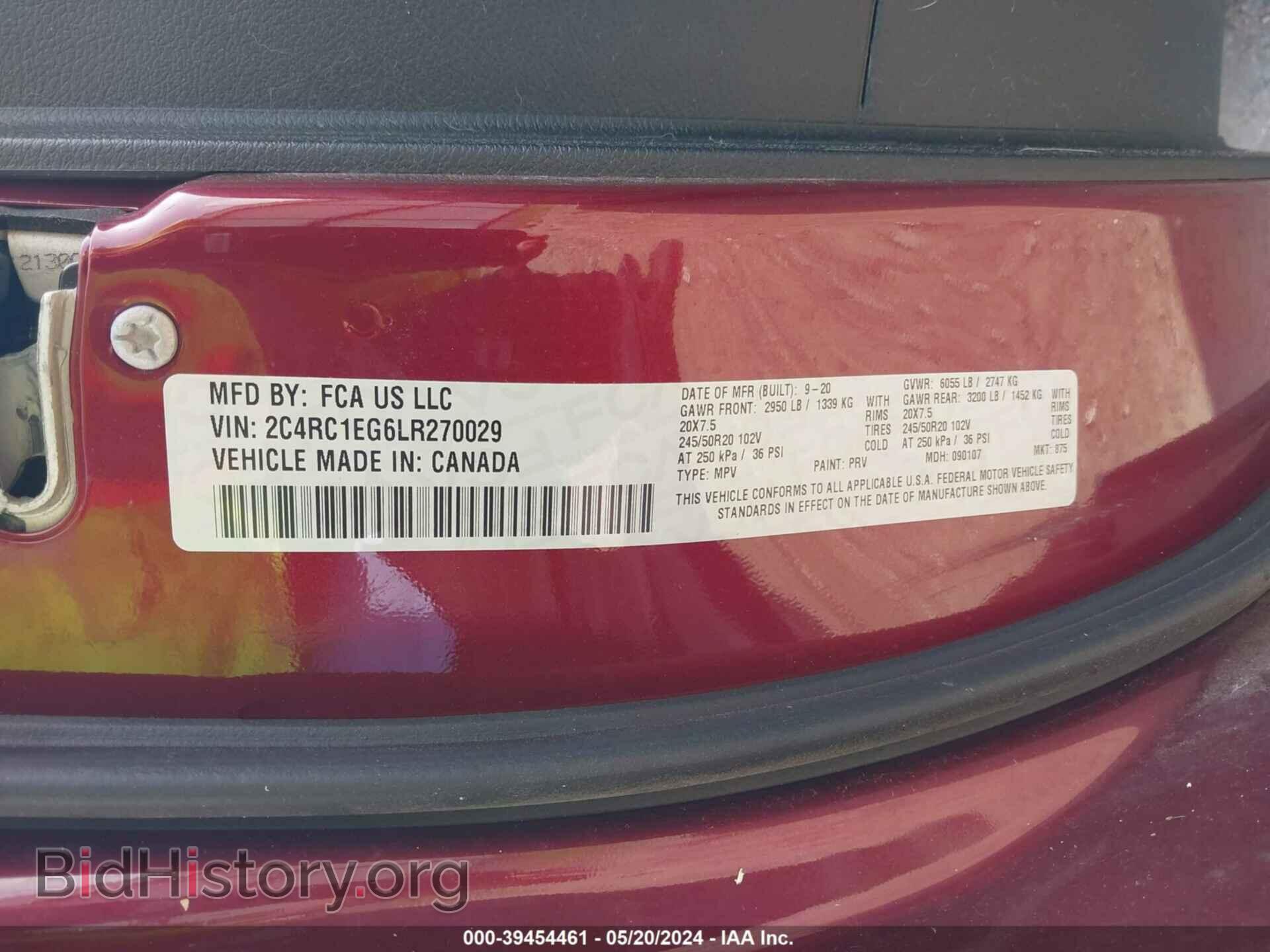 2020 CHRYSLER PACIFICA - VIN: 2C4RC1EG6LR270029 - Фото 9