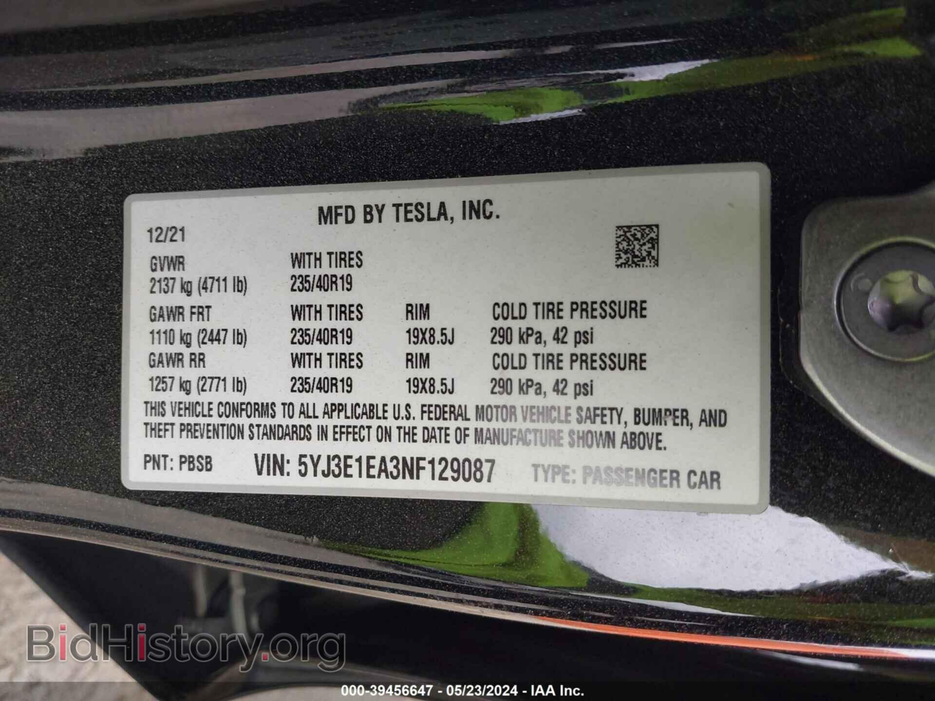 2022 TESLA MODEL 3 - VIN: 5YJ3E1EA3NF129087 - Фото 9