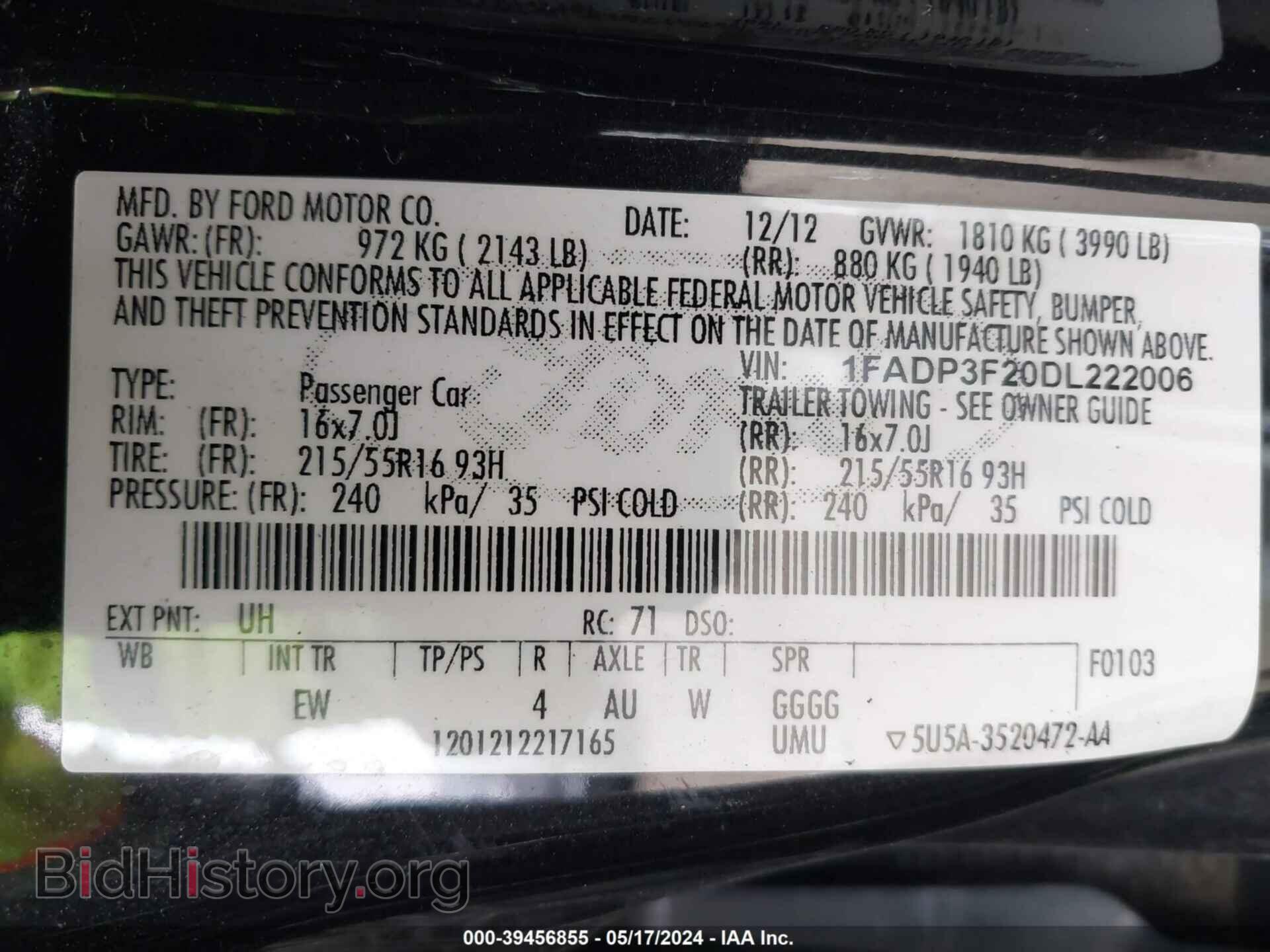 2013 FORD FOCUS - VIN: 1FADP3F20DL222006 - Фото 9
