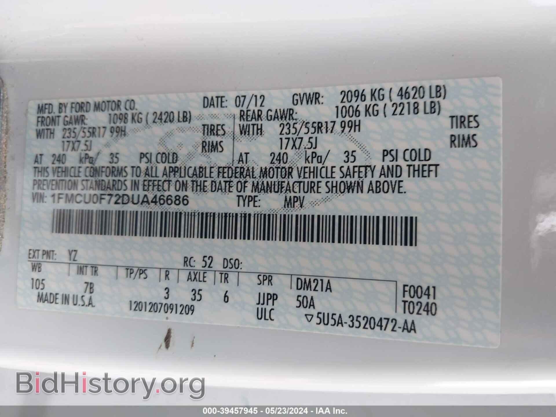 2013 FORD ESCAPE - VIN: 1FMCU0F72DUA46686 - Photo 9