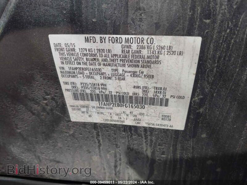 2015 Ford TAURUS (VIN 1FAHP2E80FG165030) — фото 9 из 12