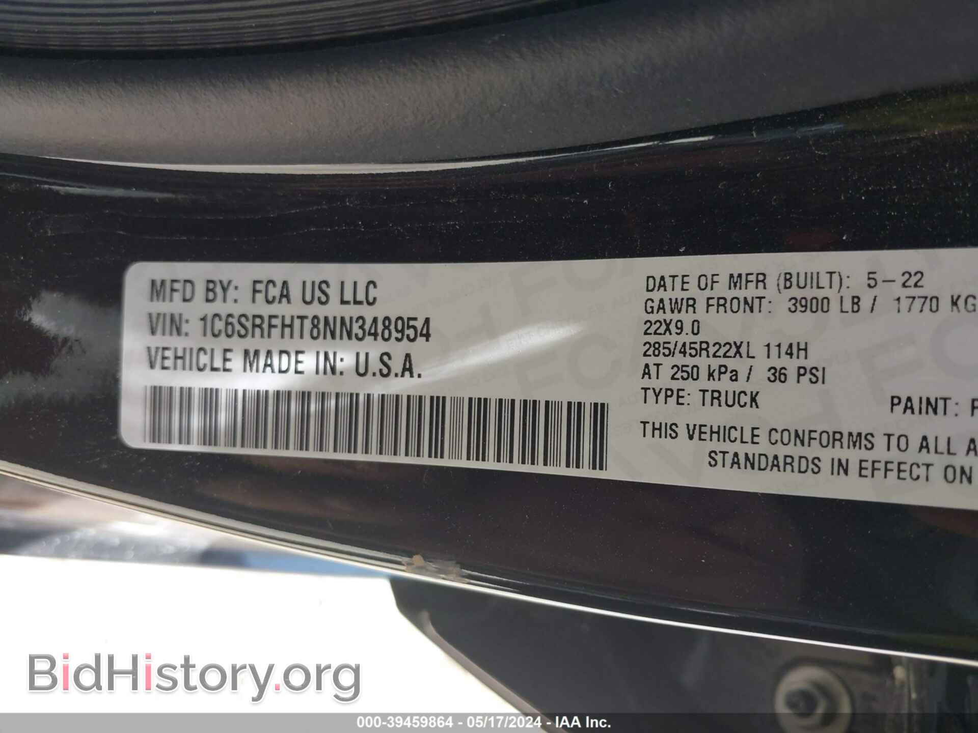 2022 RAM 1500 - VIN: 1C6SRFHT8NN348954 - Фото 9