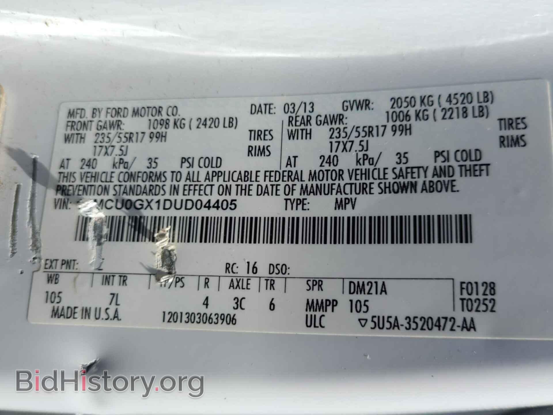 2013 FORD ESCAPE - VIN: 1FMCU0GX1DUD04405 - Фото 3