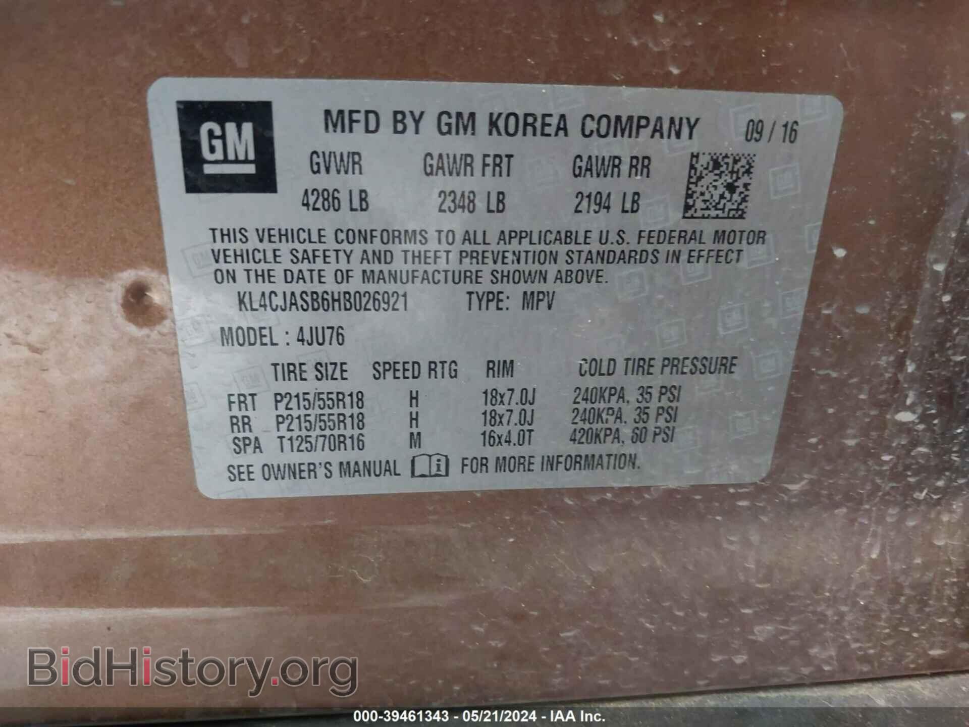 2017 BUICK ENCORE - VIN: KL4CJASB6HB026921 - Photo 9