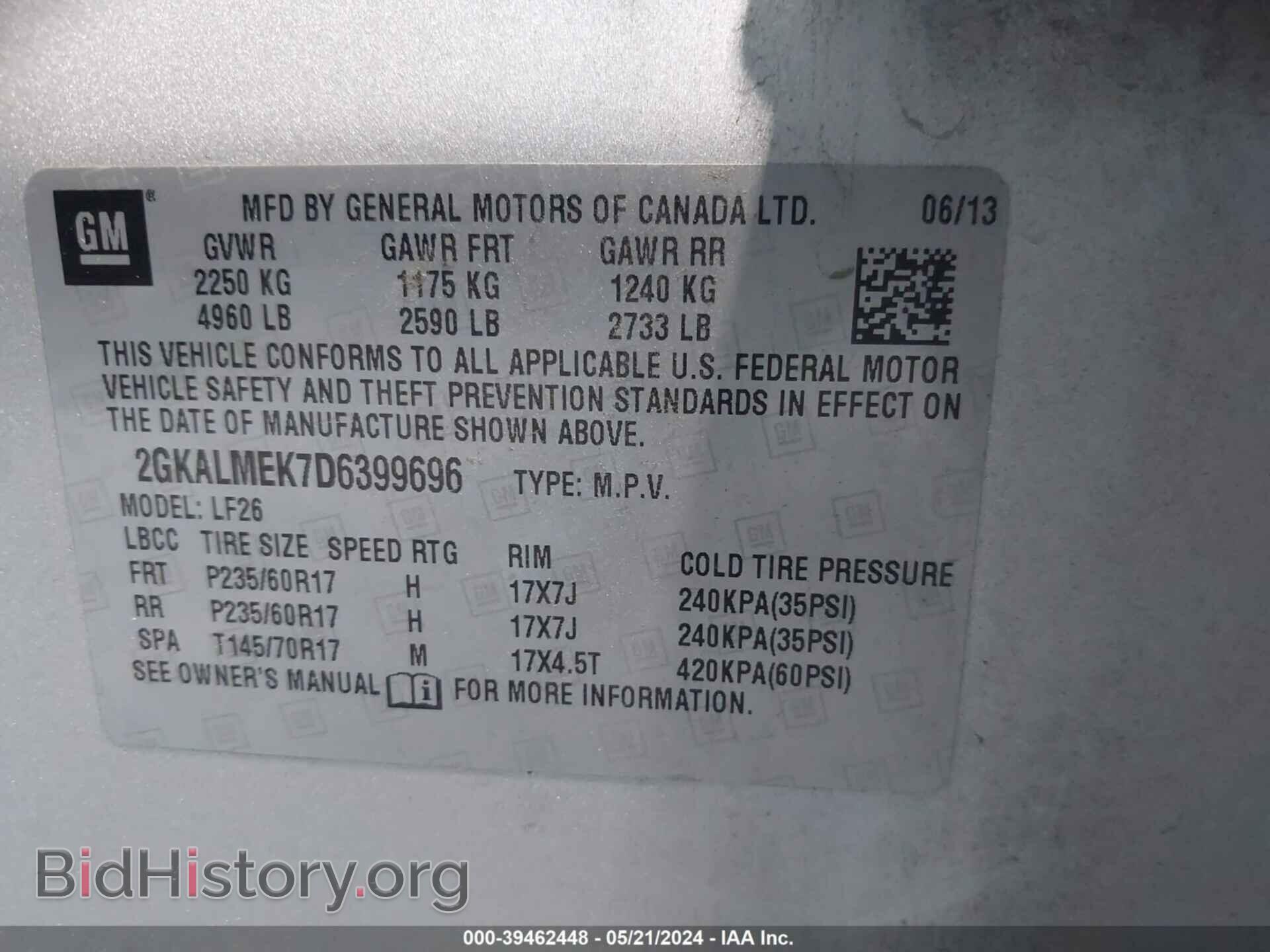 2013 GMC TERRAIN - VIN: 2GKALMEK7D6399696 - Photo 9