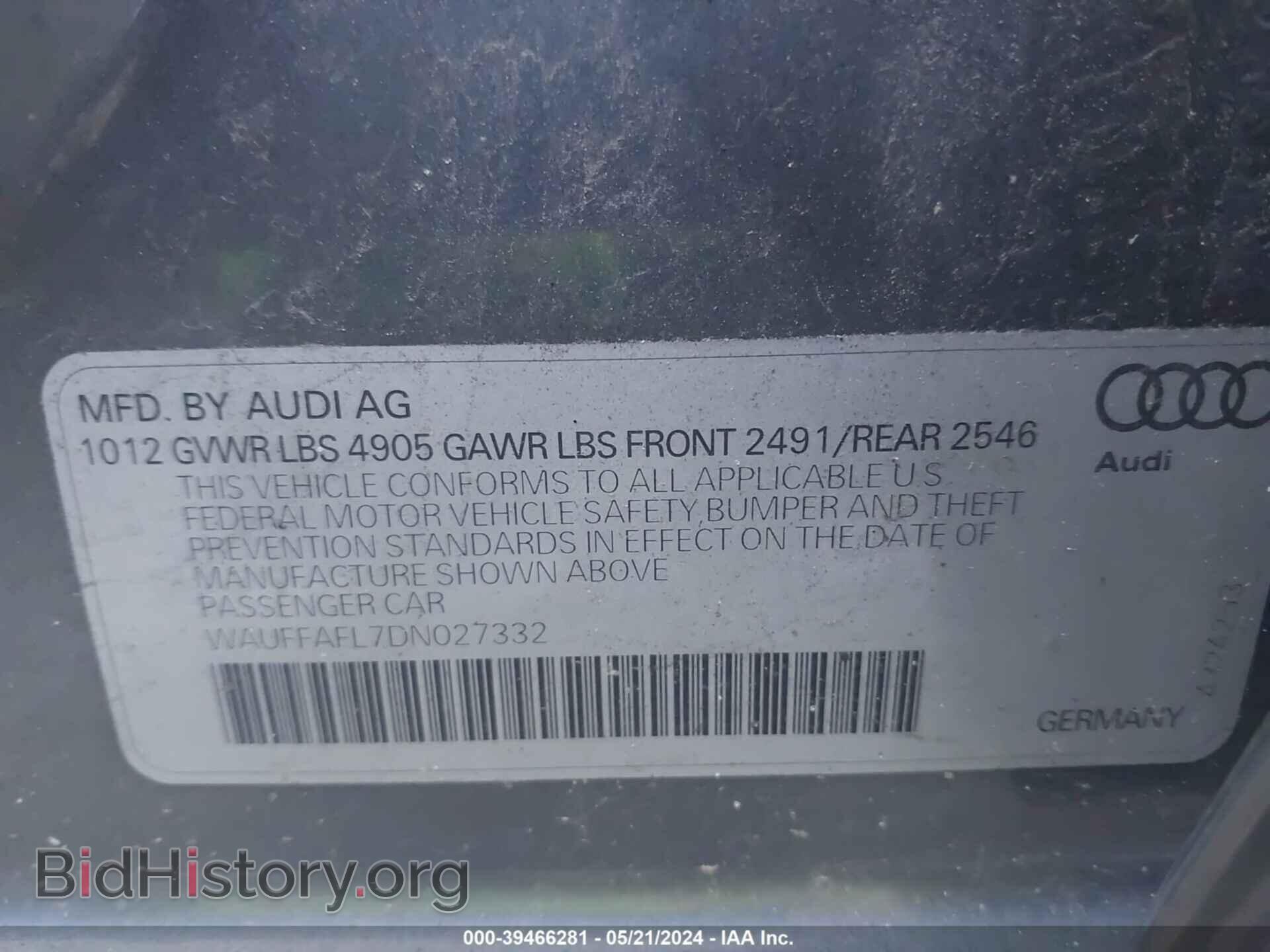 2013 AUDI A4 - VIN: WAUFFAFL7DN027332 - Фото 9