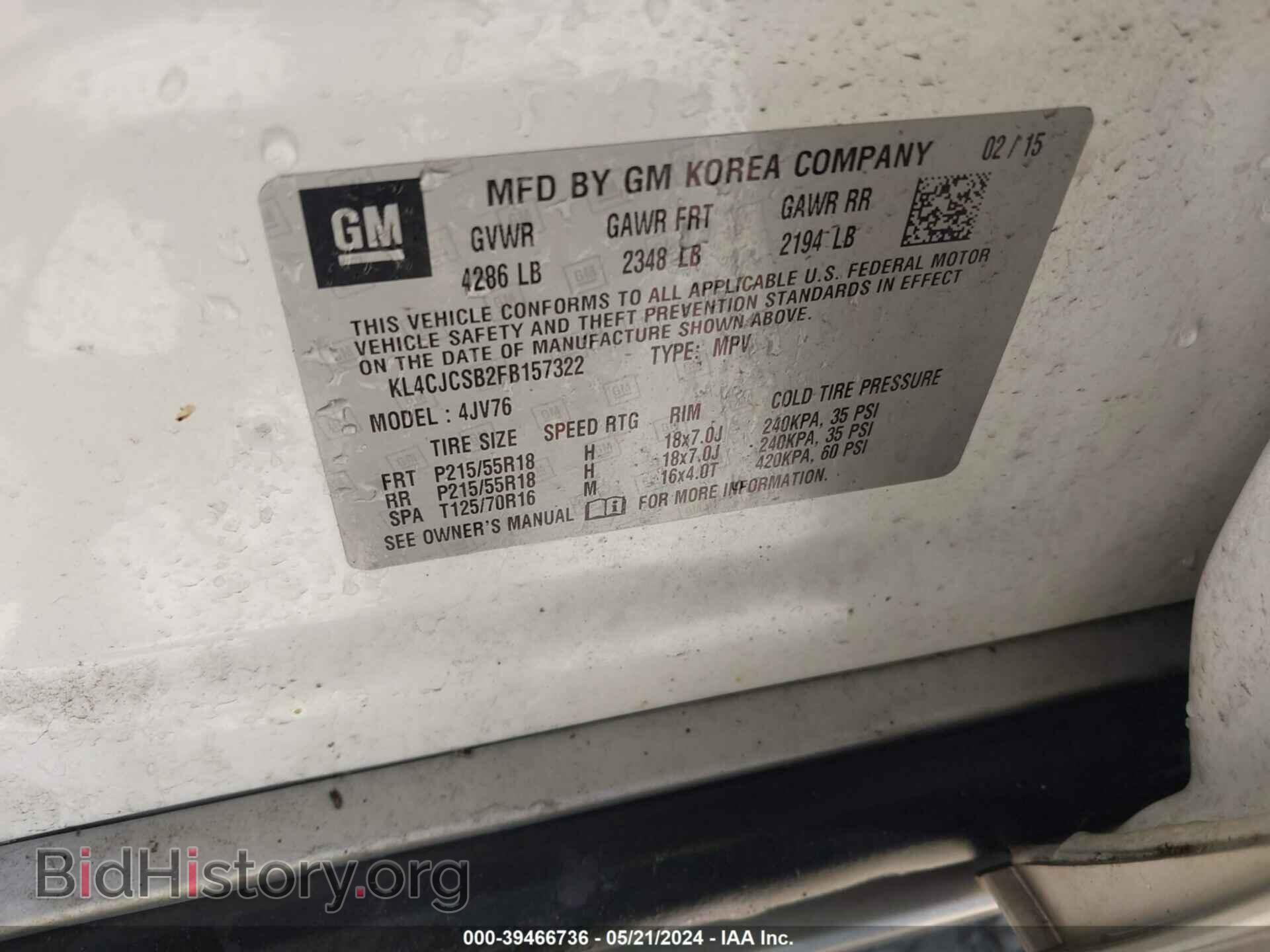 2015 BUICK ENCORE - VIN: KL4CJCSB2FB157322 - Photo 9