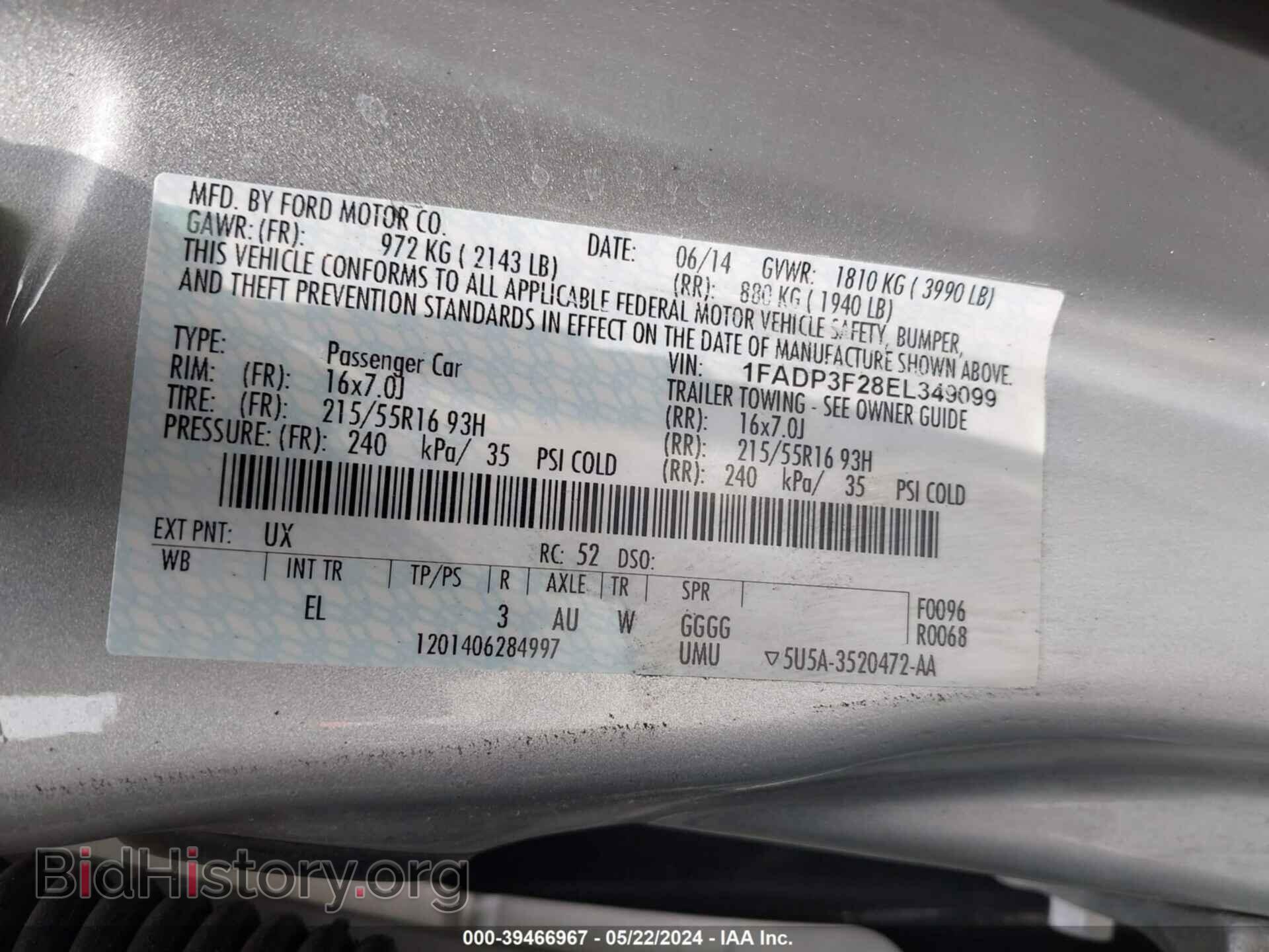 2014 FORD FOCUS - VIN: 1FADP3F28EL349099 - Фото 9