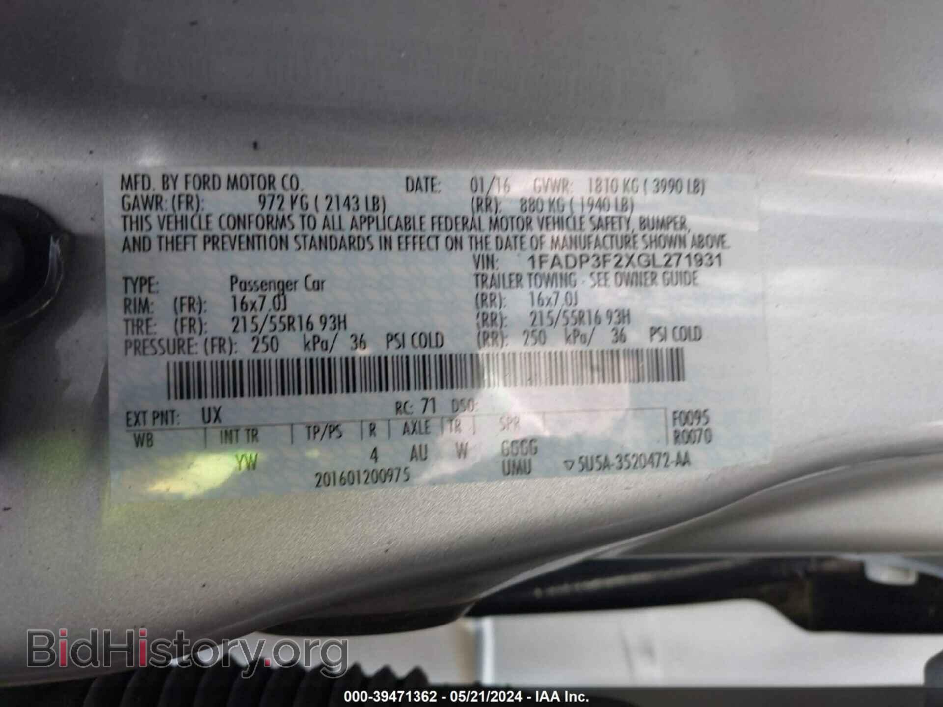 2016 FORD FOCUS - VIN: 1FADP3F2XGL271931 - Фото 9