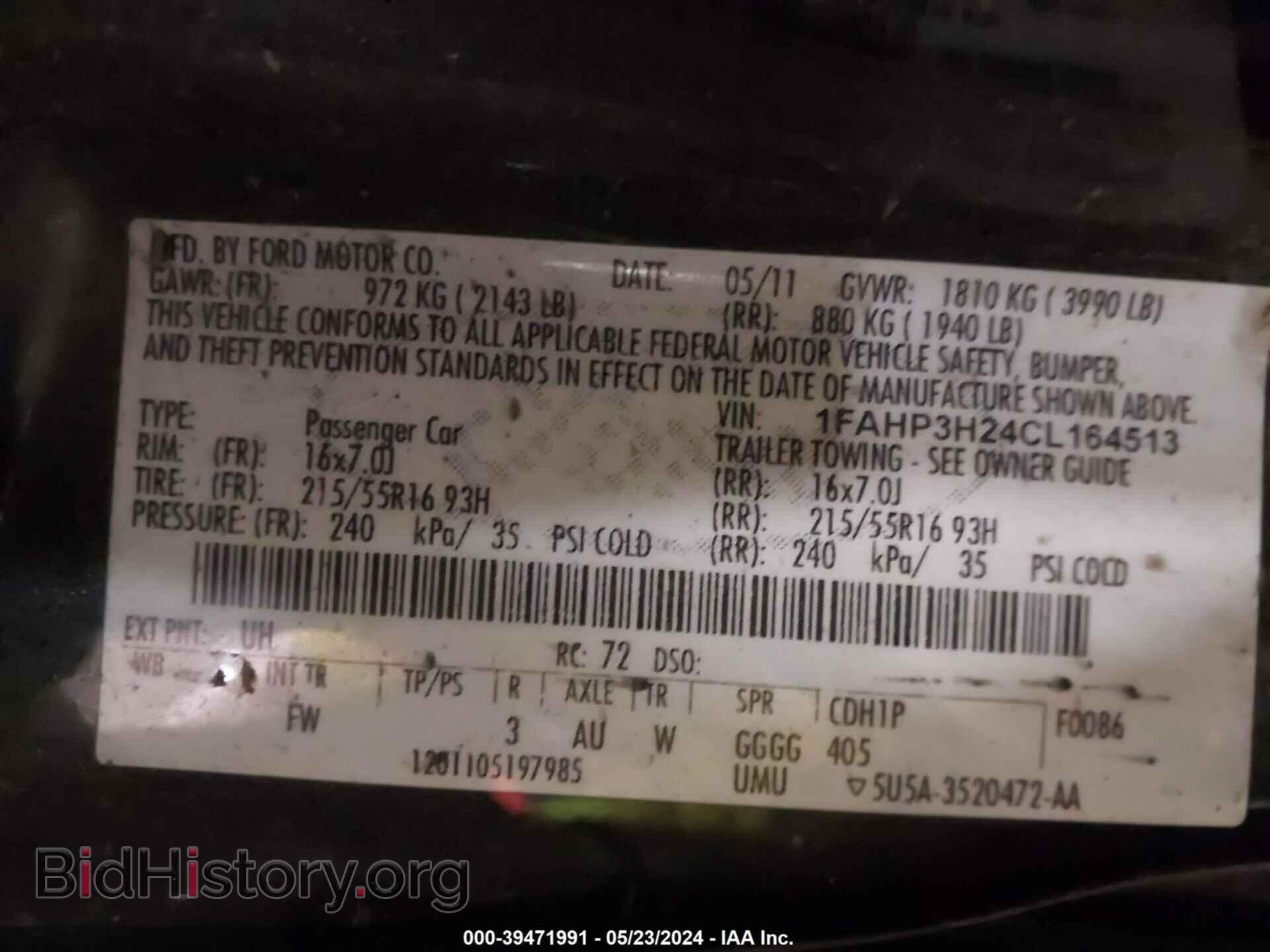 2012 FORD FOCUS - VIN: 1FAHP3H24CL164513 - Фото 9