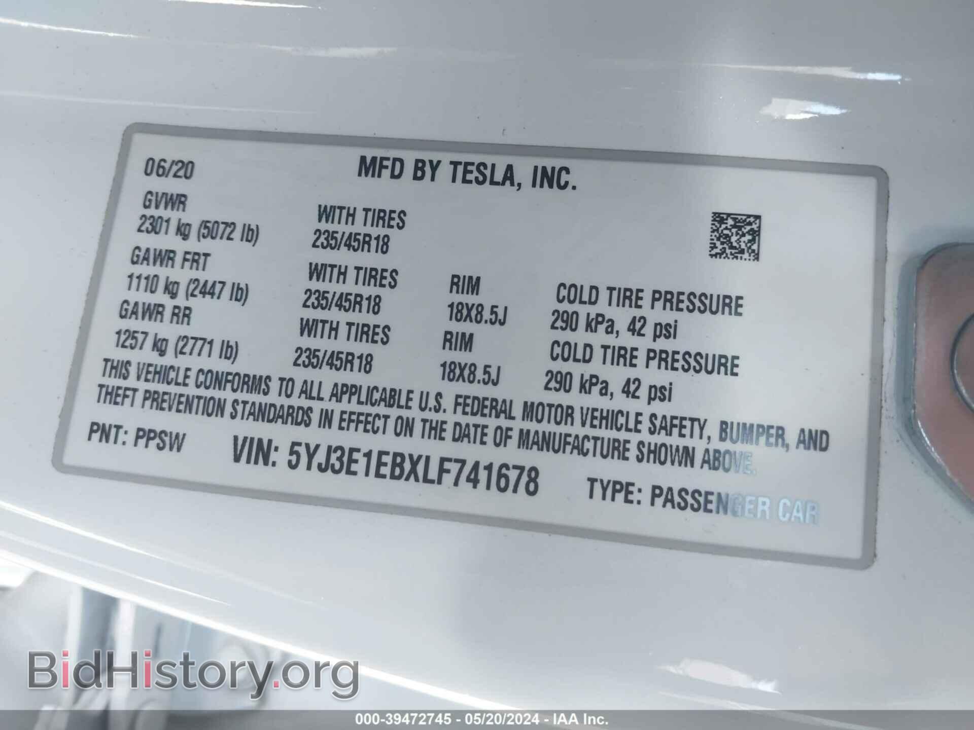 2020 TESLA MODEL 3 - VIN: 5YJ3E1EBXLF741678 - Фото 9