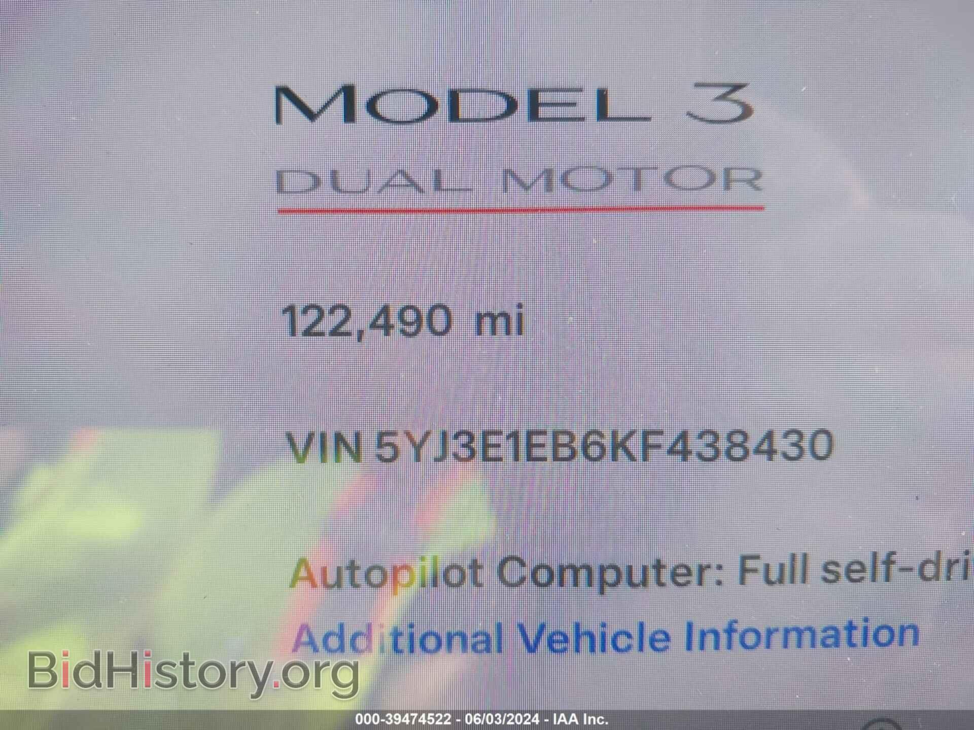 2019 TESLA MODEL 3 - VIN: 5YJ3E1EB6KF438430 - Фото 7