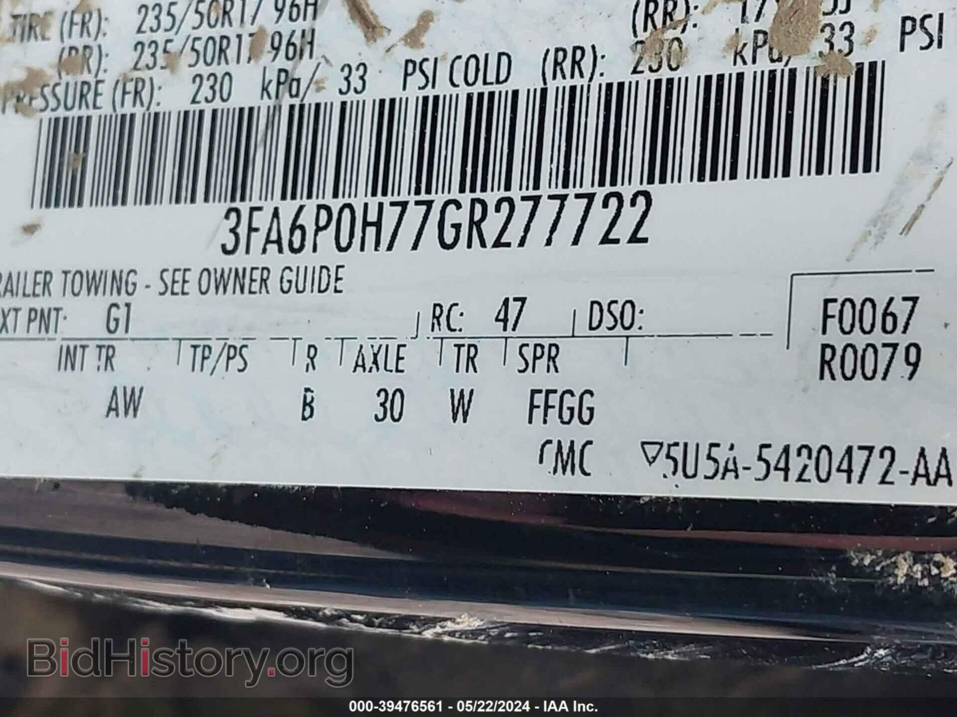 2016 FORD FUSION - VIN: 3FA6P0H77GR277722 - Фото 9