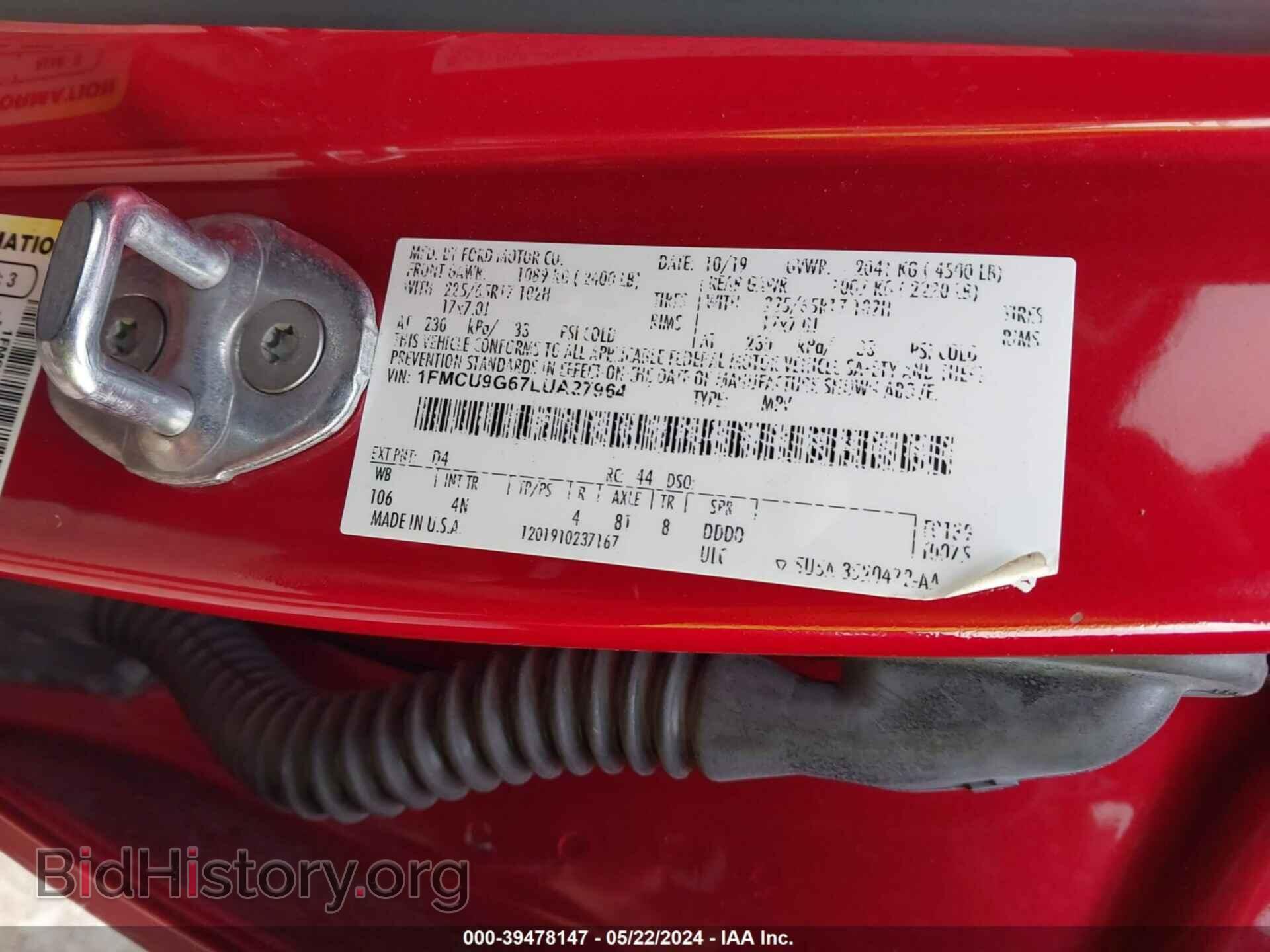 2020 FORD ESCAPE - VIN: 1FMCU9G67LUA27964 - Photo 9