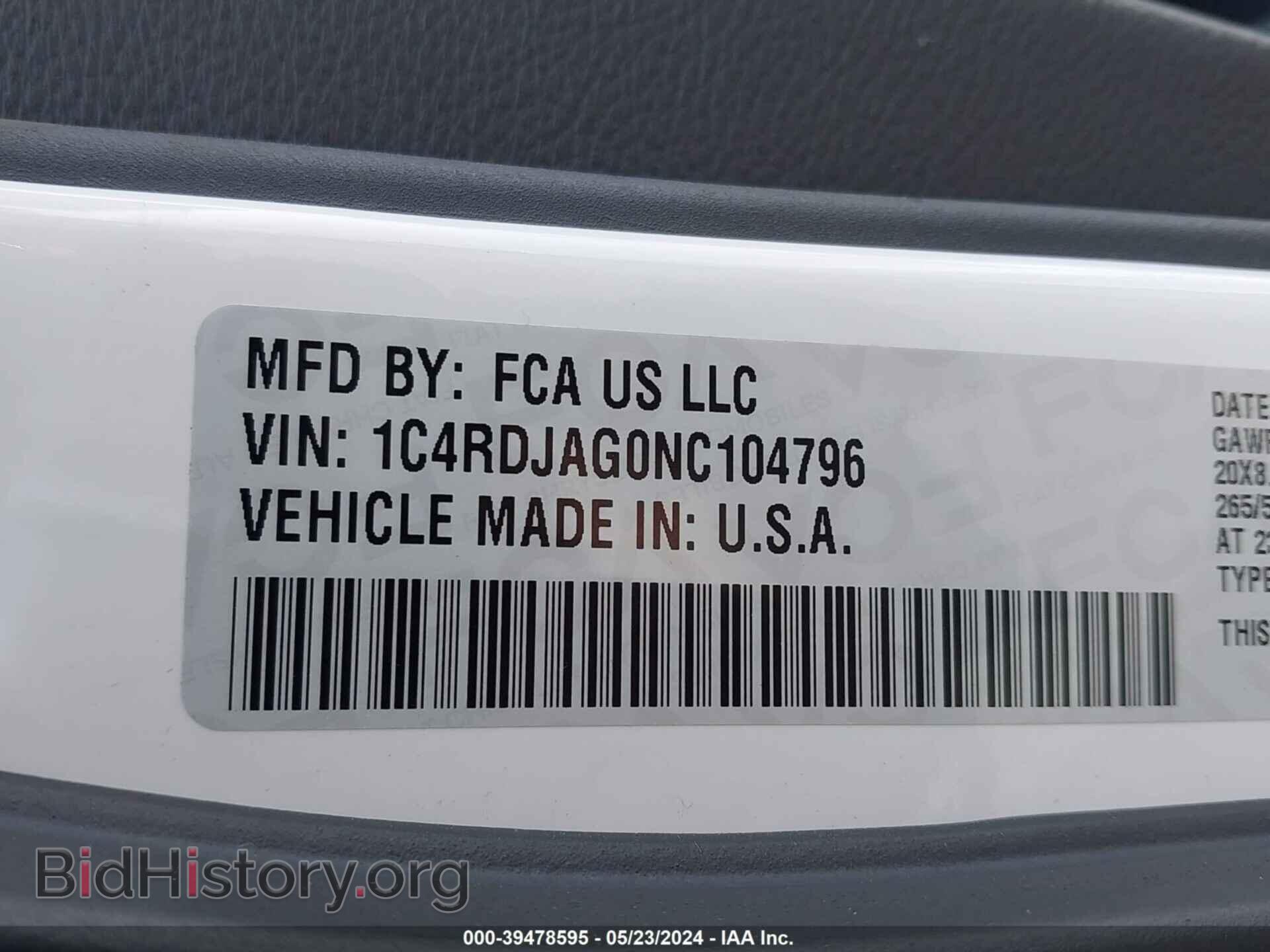 2022 DODGE DURANGO - VIN: 1C4RDJAG0NC104796 - Фото 9