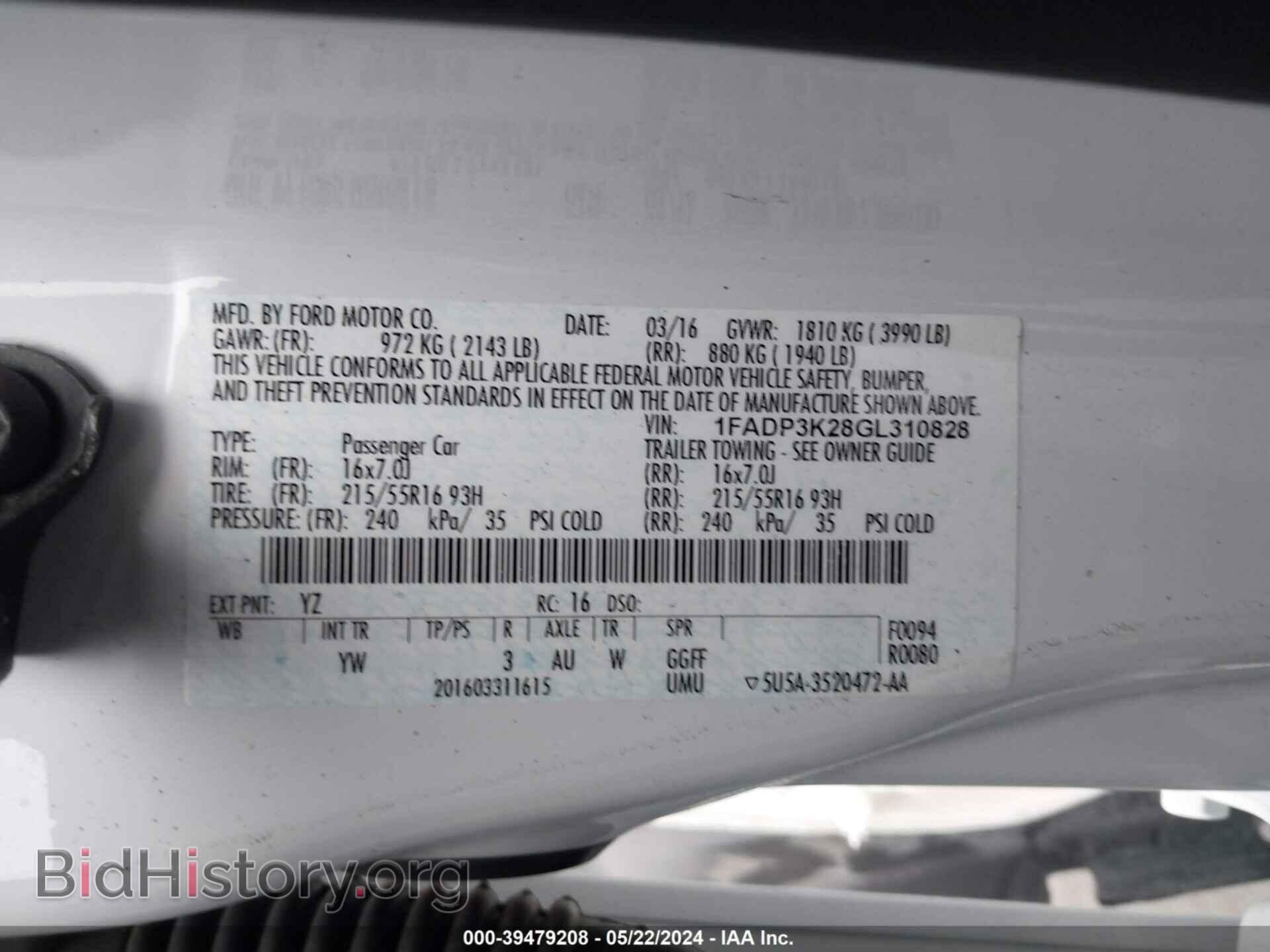 2016 FORD FOCUS - VIN: 1FADP3K28GL310828 - Фото 9