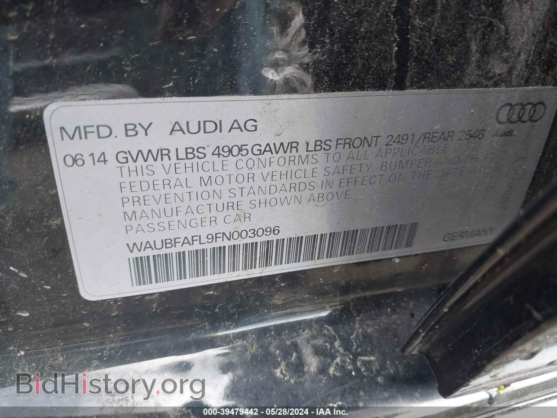 2015 AUDI A4 - VIN: WAUBFAFL9FN003096 - Фото 9