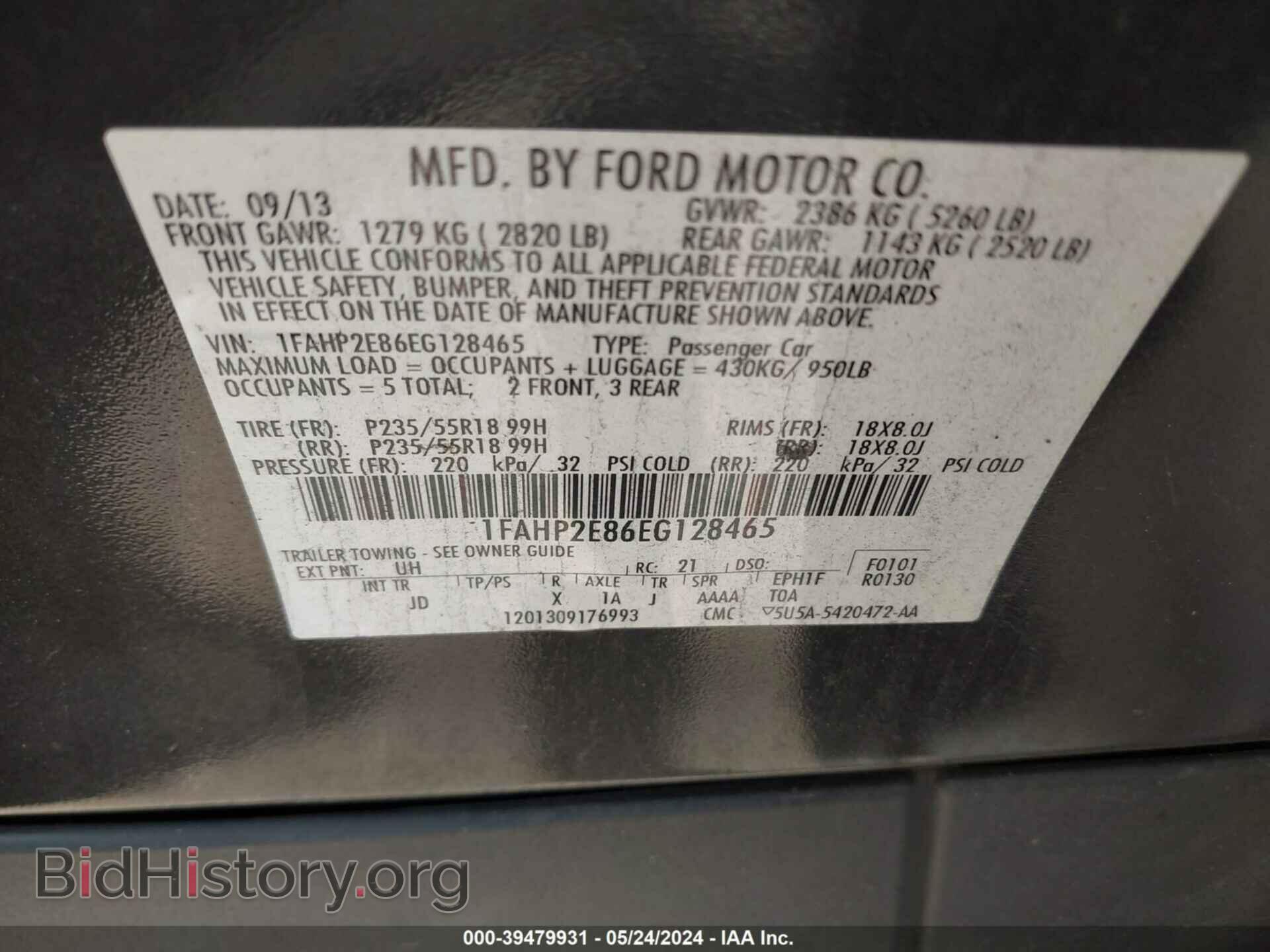 2014 FORD TAURUS - VIN: 1FAHP2E86EG128465 - Photo 9