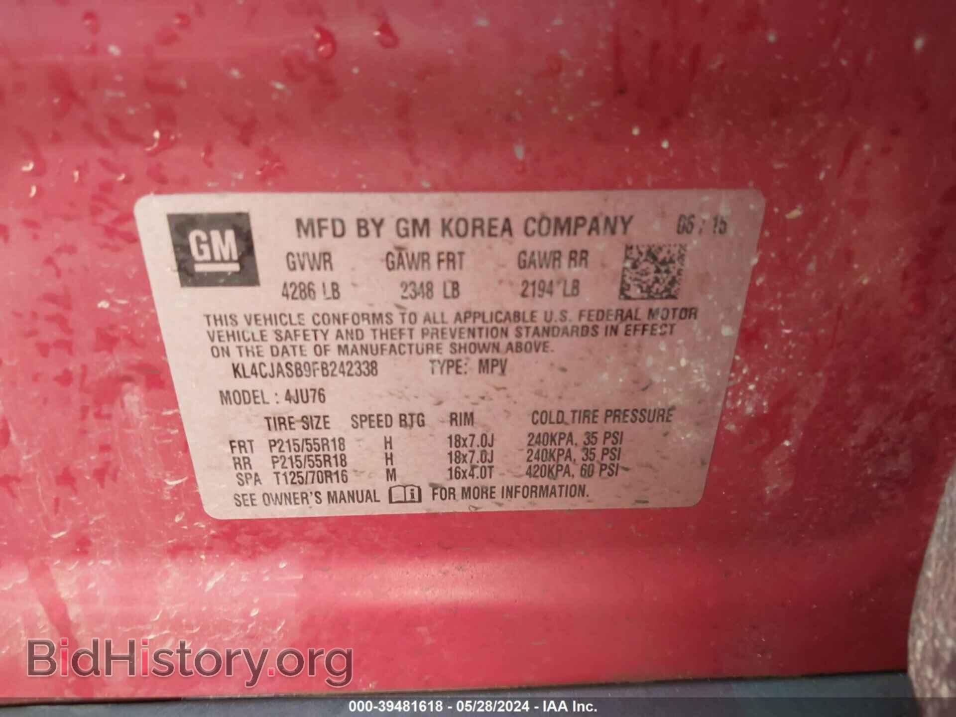 2015 BUICK ENCORE - VIN: KL4CJASB9FB242338 - Photo 9