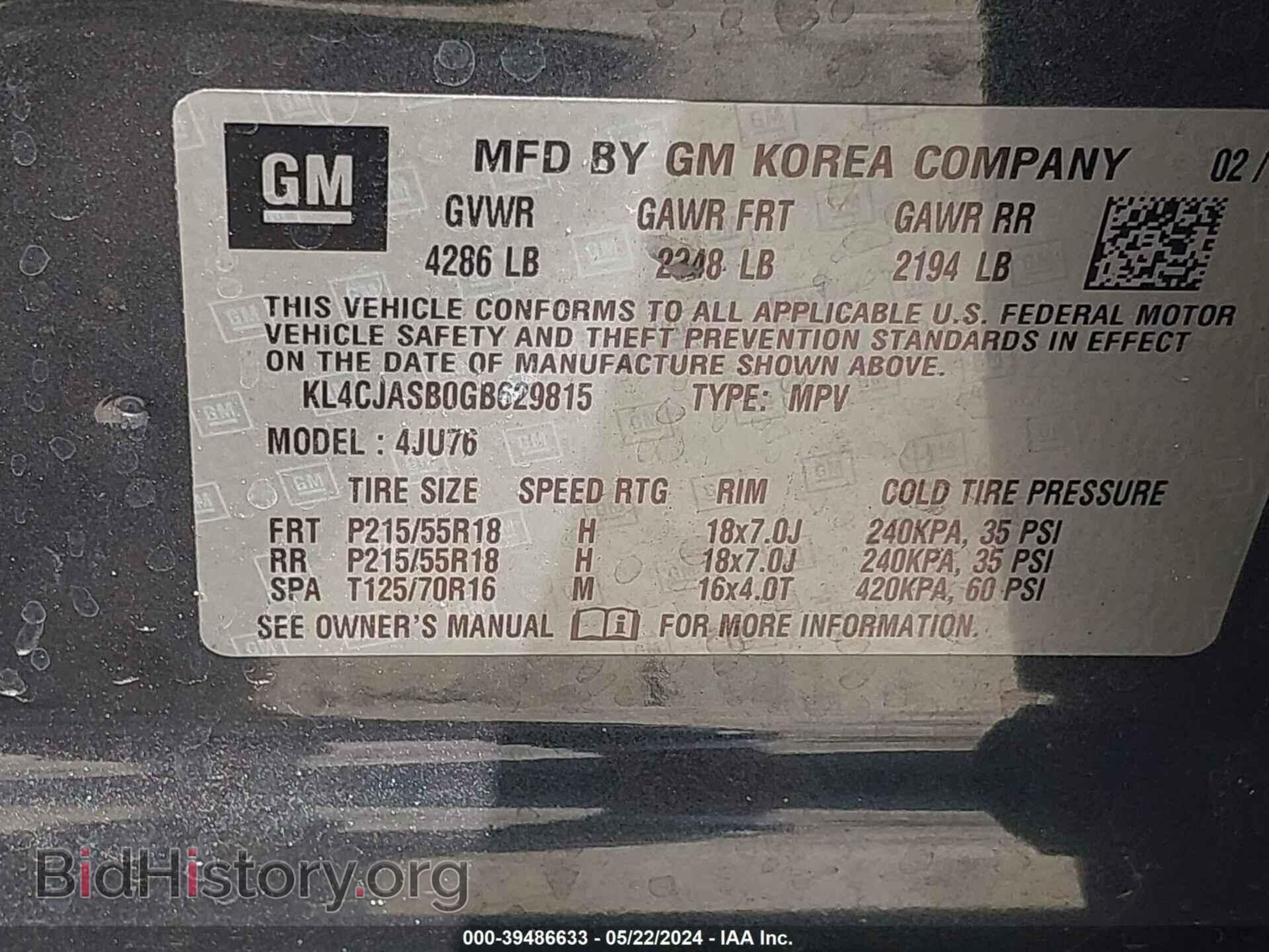 2016 BUICK ENCORE - VIN: KL4CJASB0GB629815 - Photo 9
