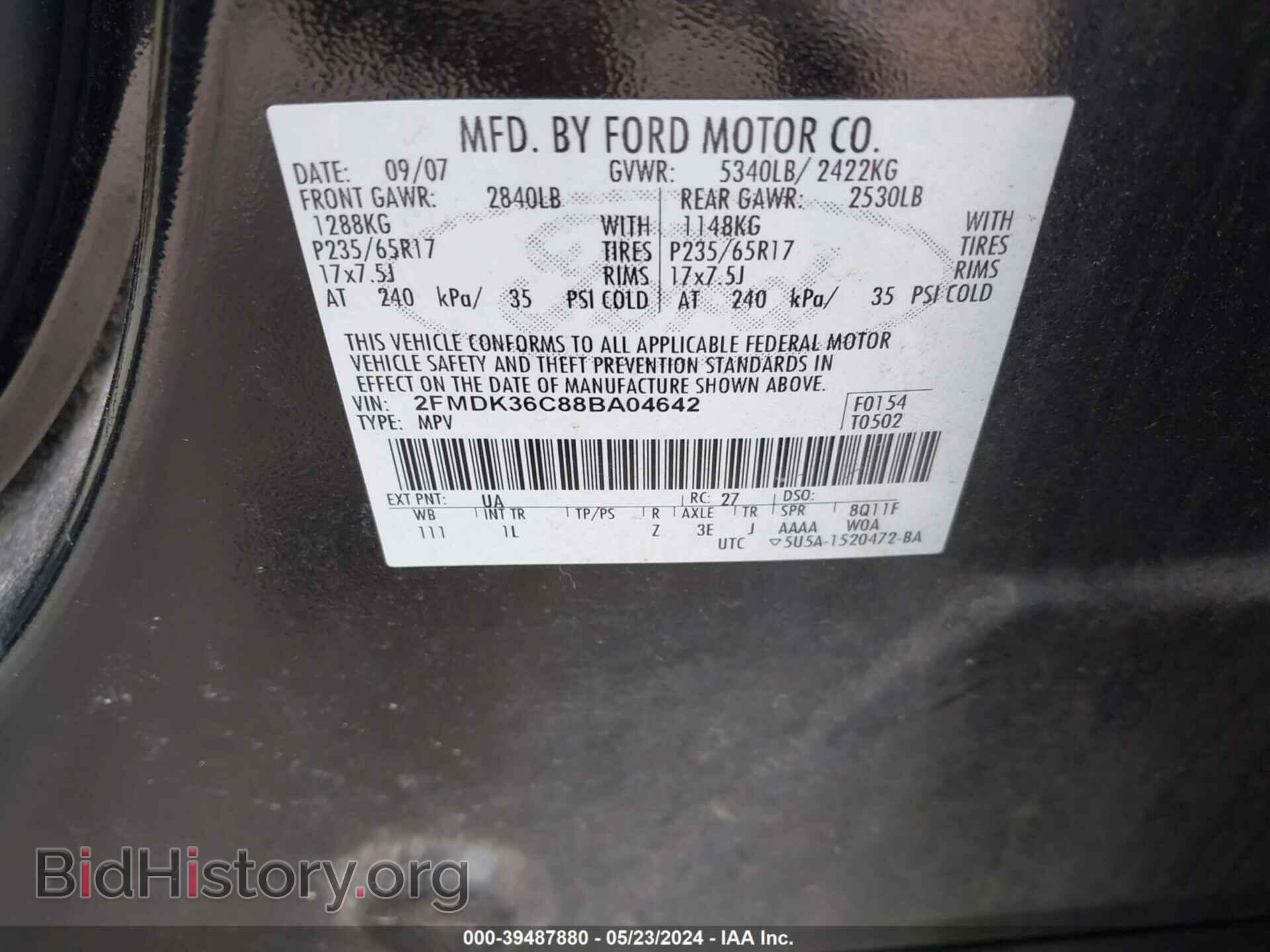 2008 FORD EDGE - VIN: 2FMDK36C88BA04642 - Photo 9