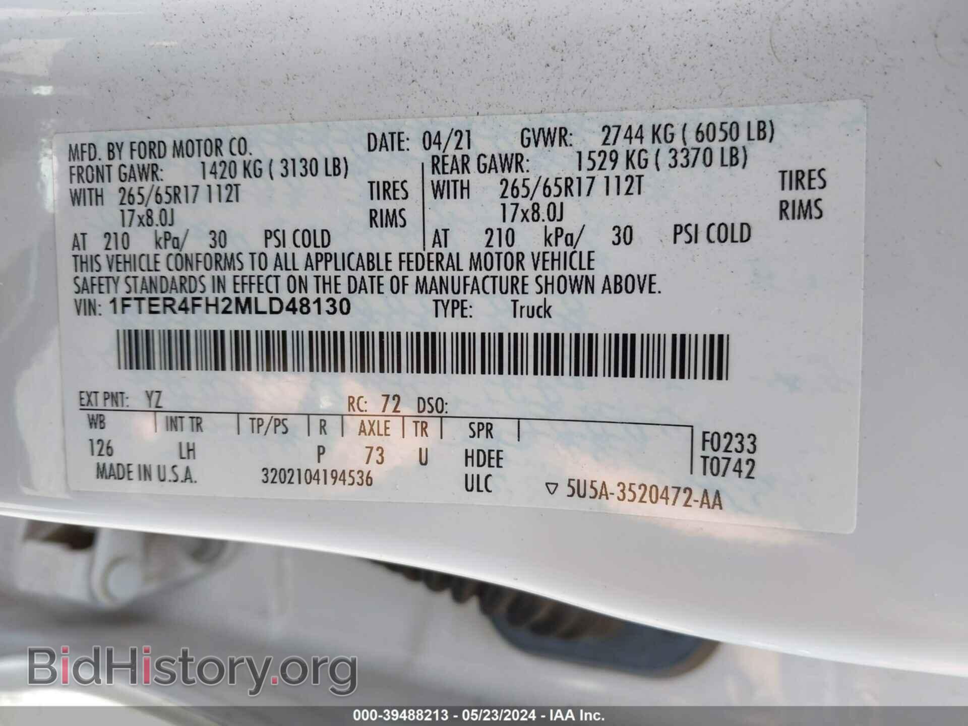 2021 FORD RANGER - VIN: 1FTER4FH2MLD48130 - Фото 9
