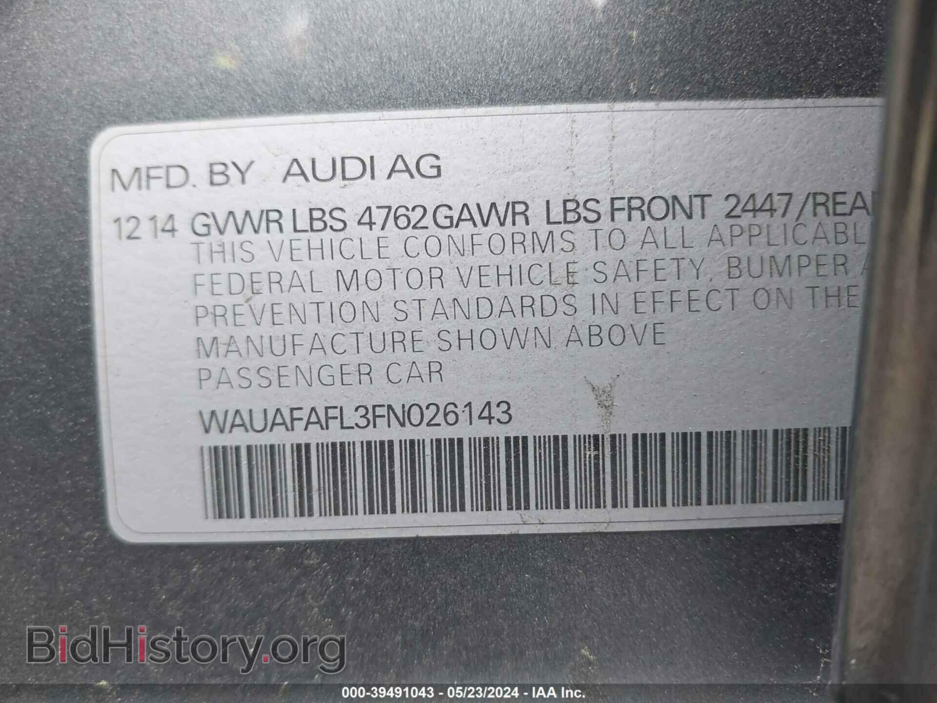 2015 AUDI A4 - VIN: WAUAFAFL3FN026143 - Фото 9