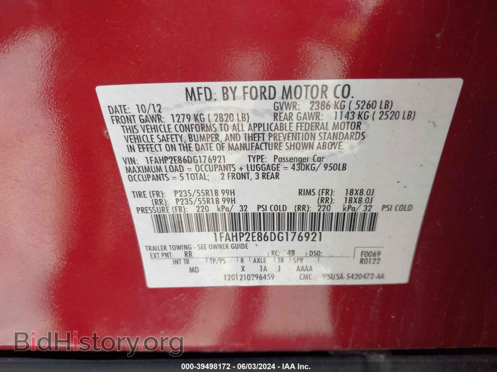 2013 FORD TAURUS - VIN: 1FAHP2E86DG176921 - Фото 9