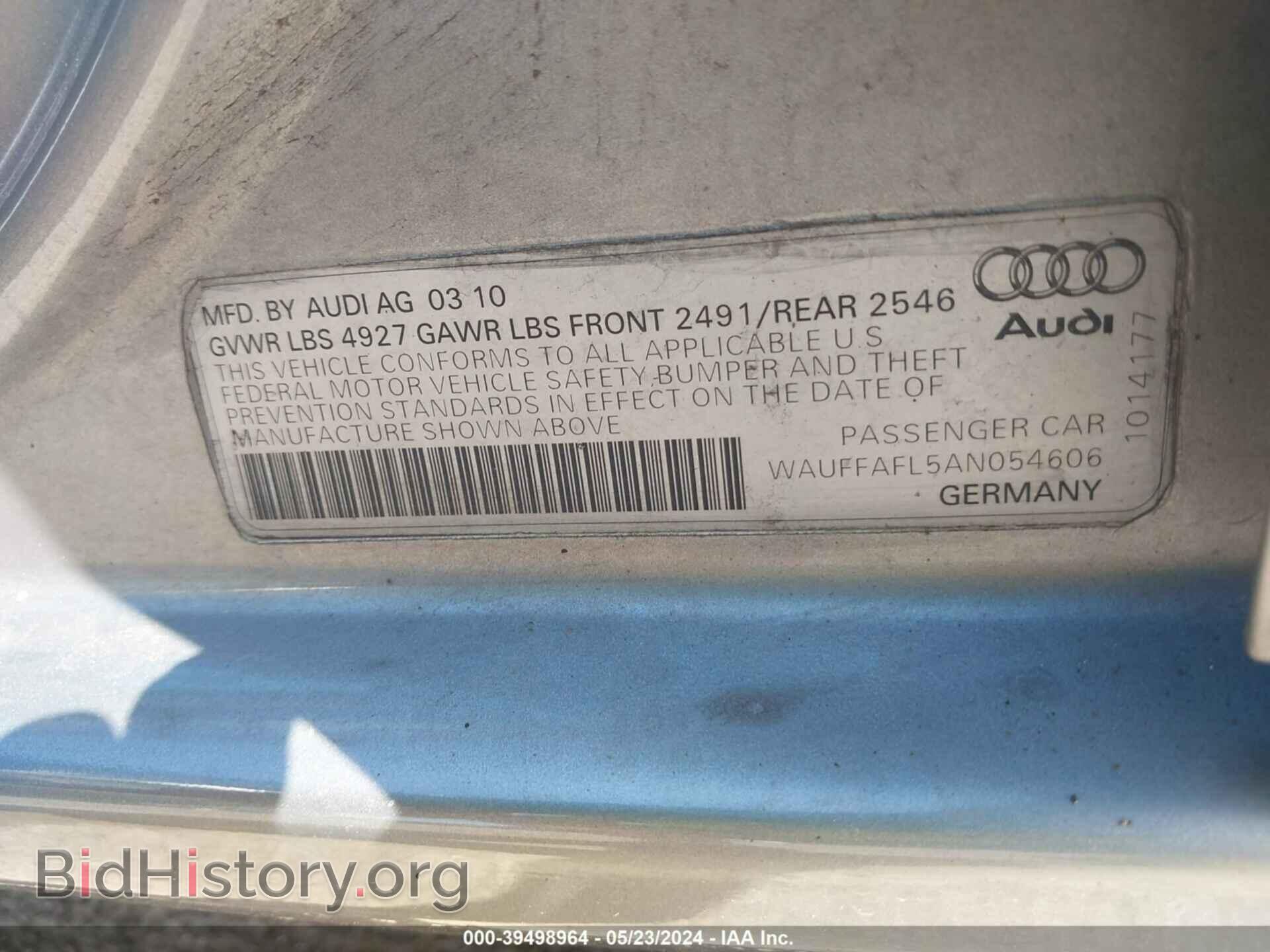 2010 AUDI A4 - VIN: WAUFFAFL5AN054606 - Фото 9