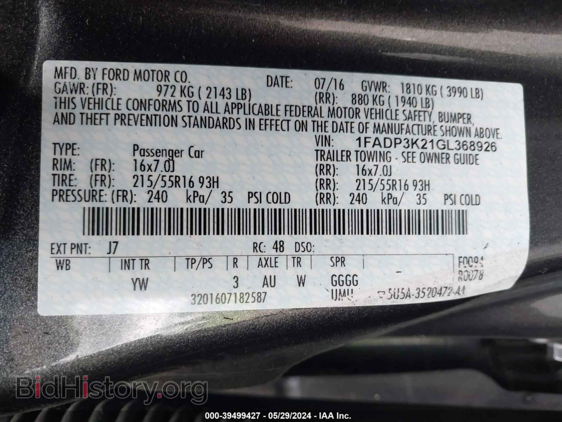2016 FORD FOCUS - VIN: 1FADP3K21GL368926 - Фото 9